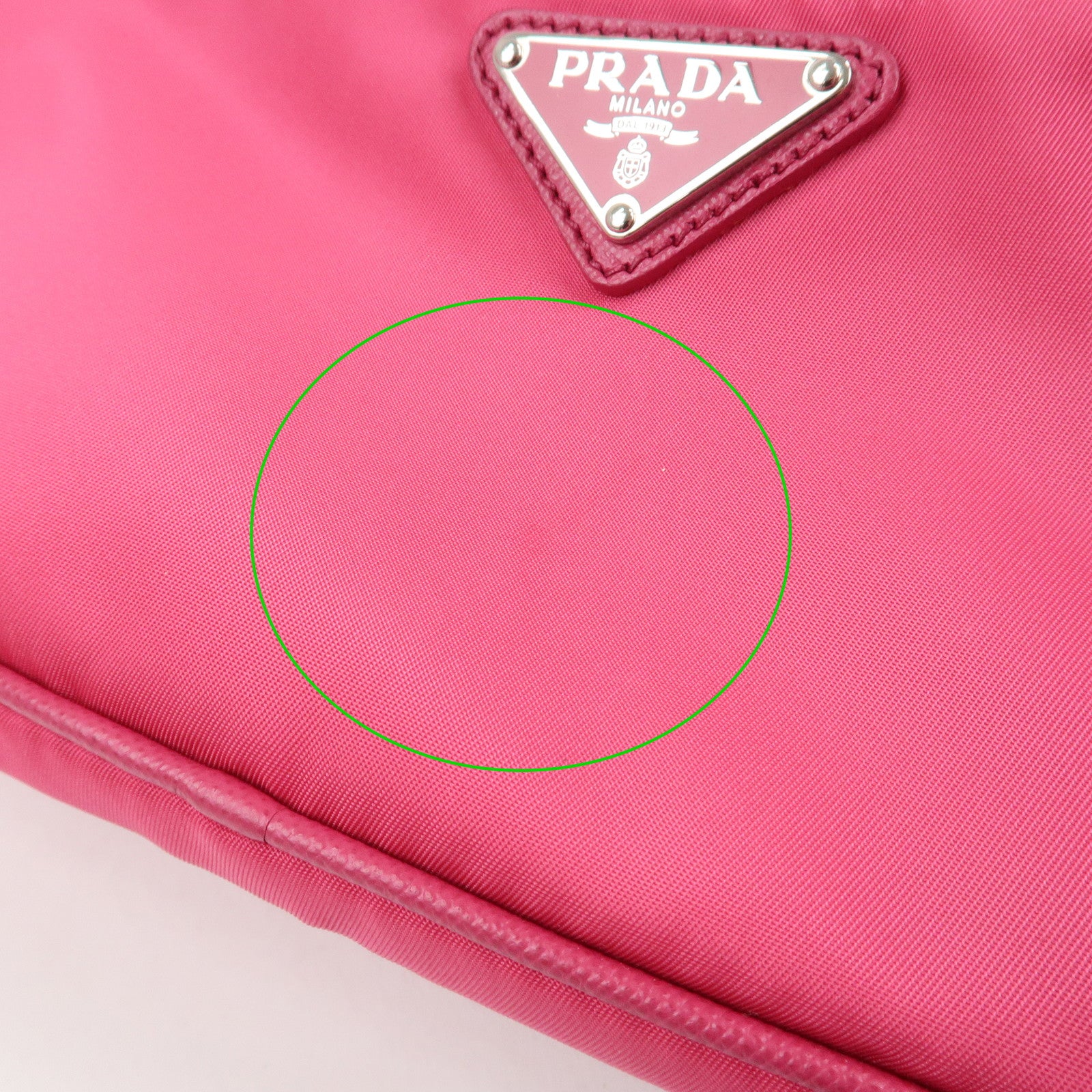 PRADA Triangle Logo Leather Shoulder Bag Pink Silver Hardware Used