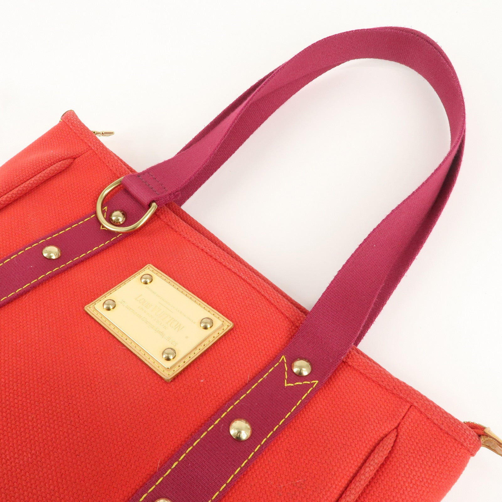 Louis Vuitton Antigua Cabas MM Tote Bag Hand Bag Rouge M40034