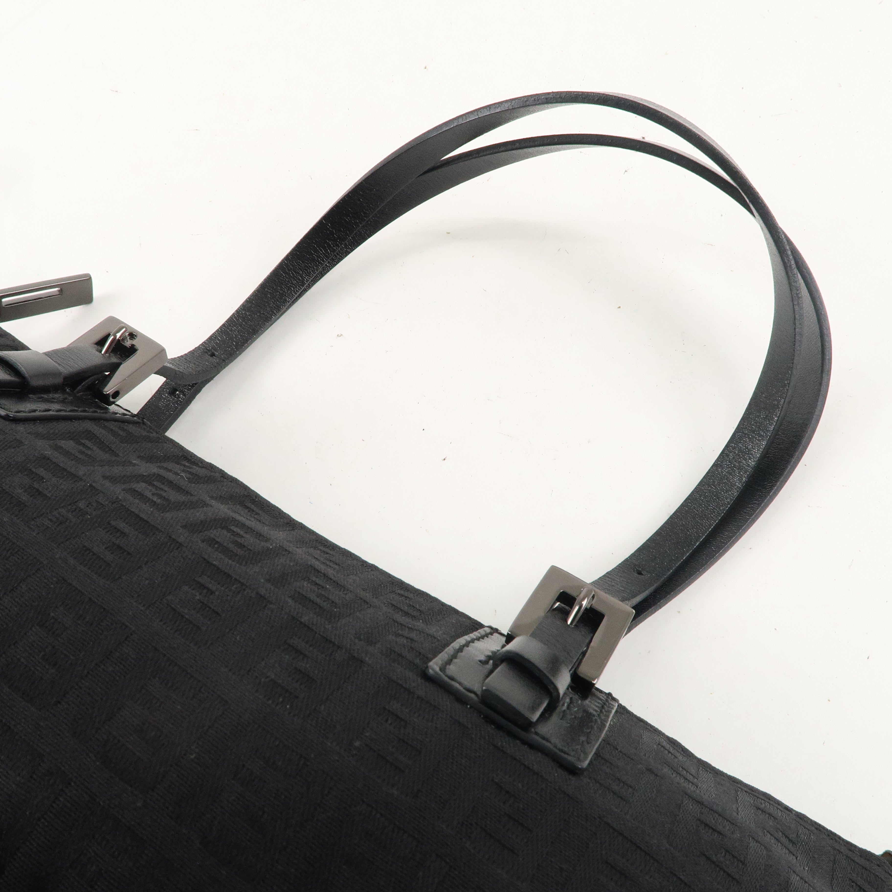 FENDI Zucchino Canvas Leather Hand Bag Black 8BL015