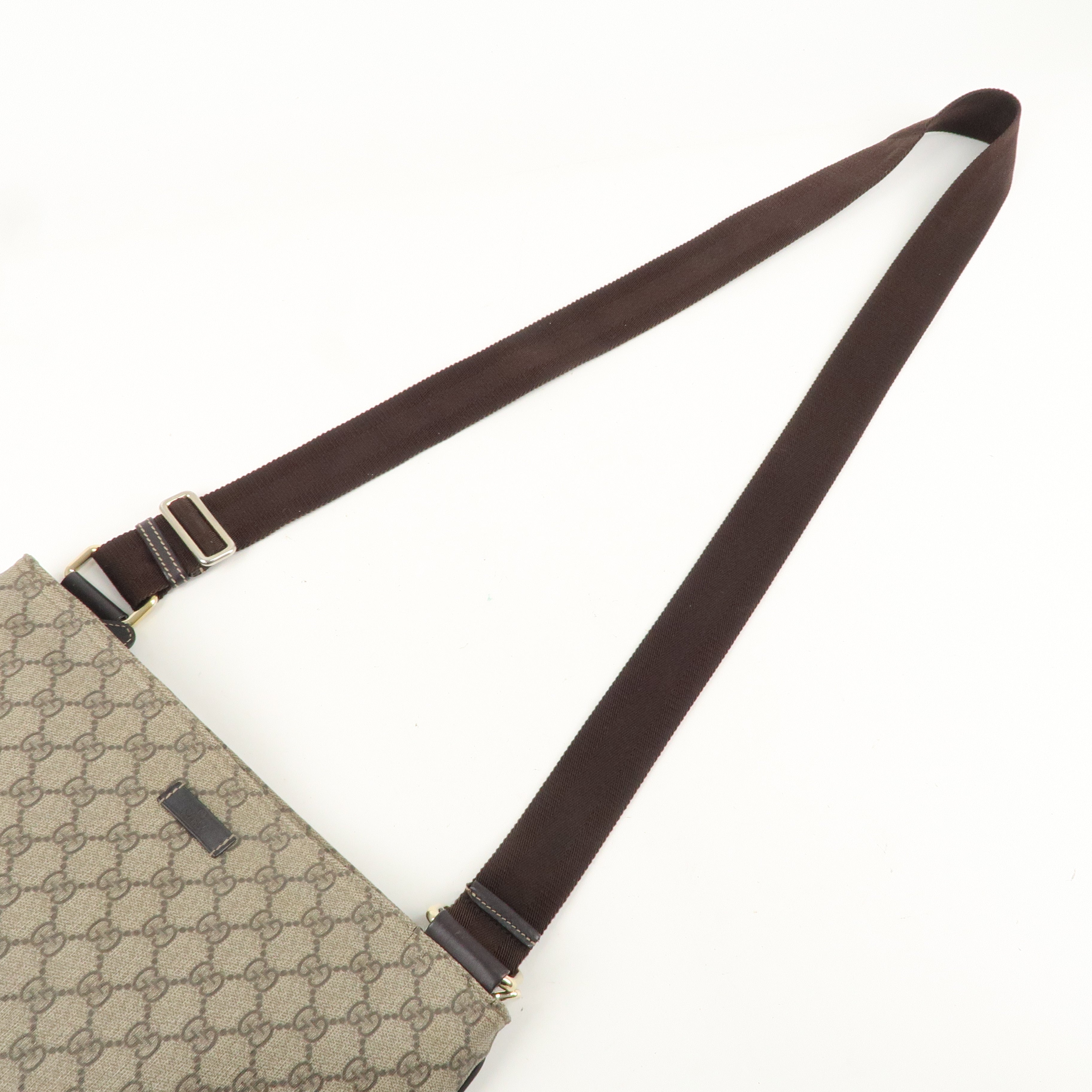 GUCCI GG Supreme Leather Shoulder Bag Beige Brown 201446