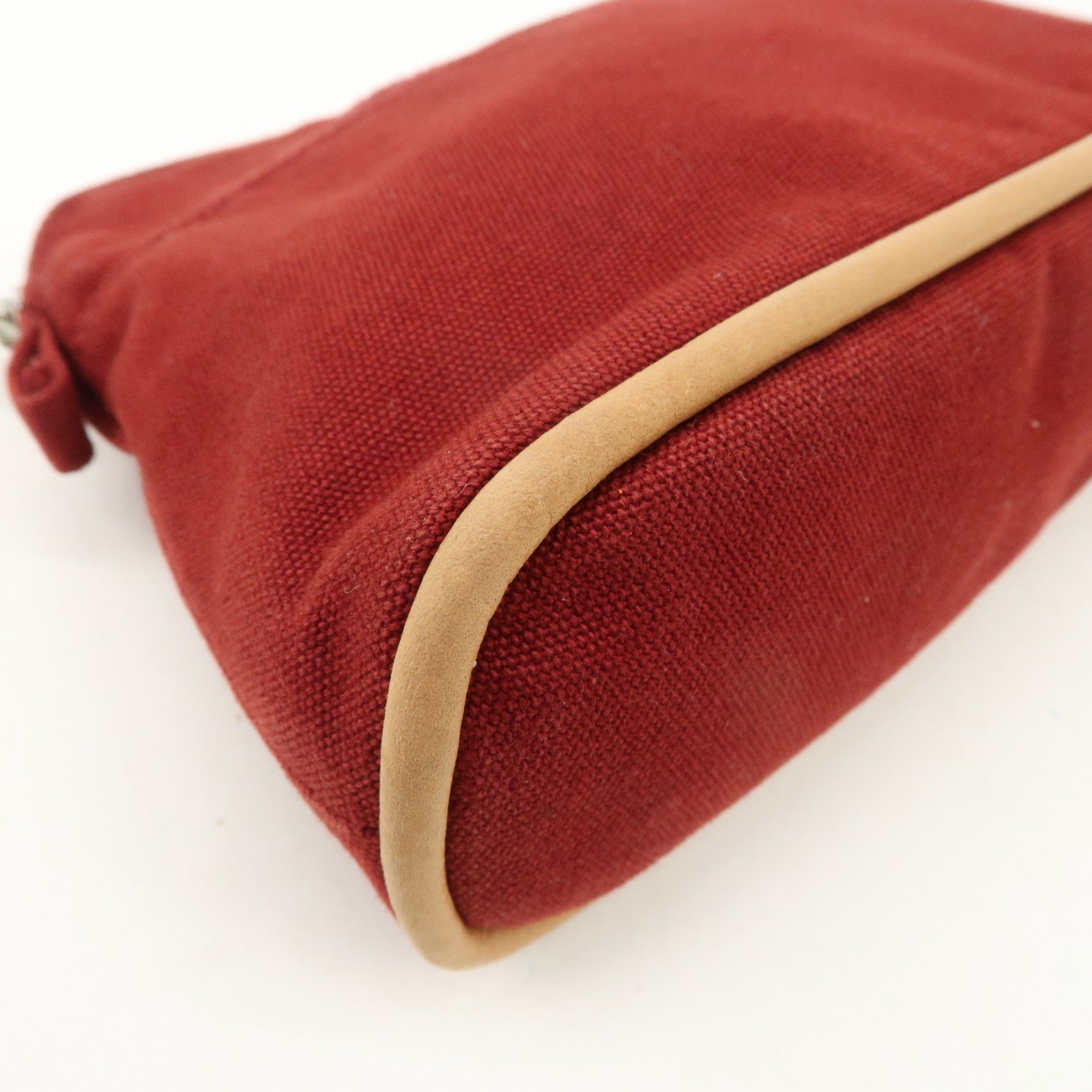 HERMES Canvas Leather Bolide Pouch PM Cosmetic Pouch Bordeaux Used