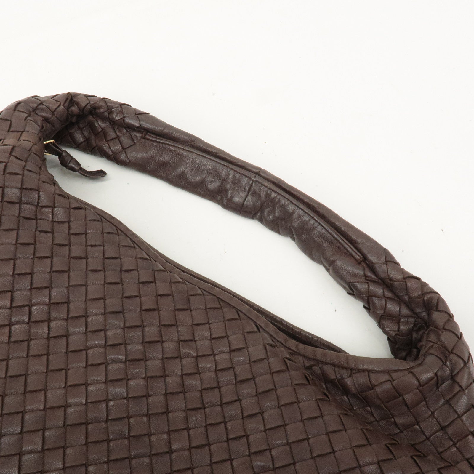 BOTTEGA VENETA Intrecciato Hobo Leather Shoulder Bag Brown 115654