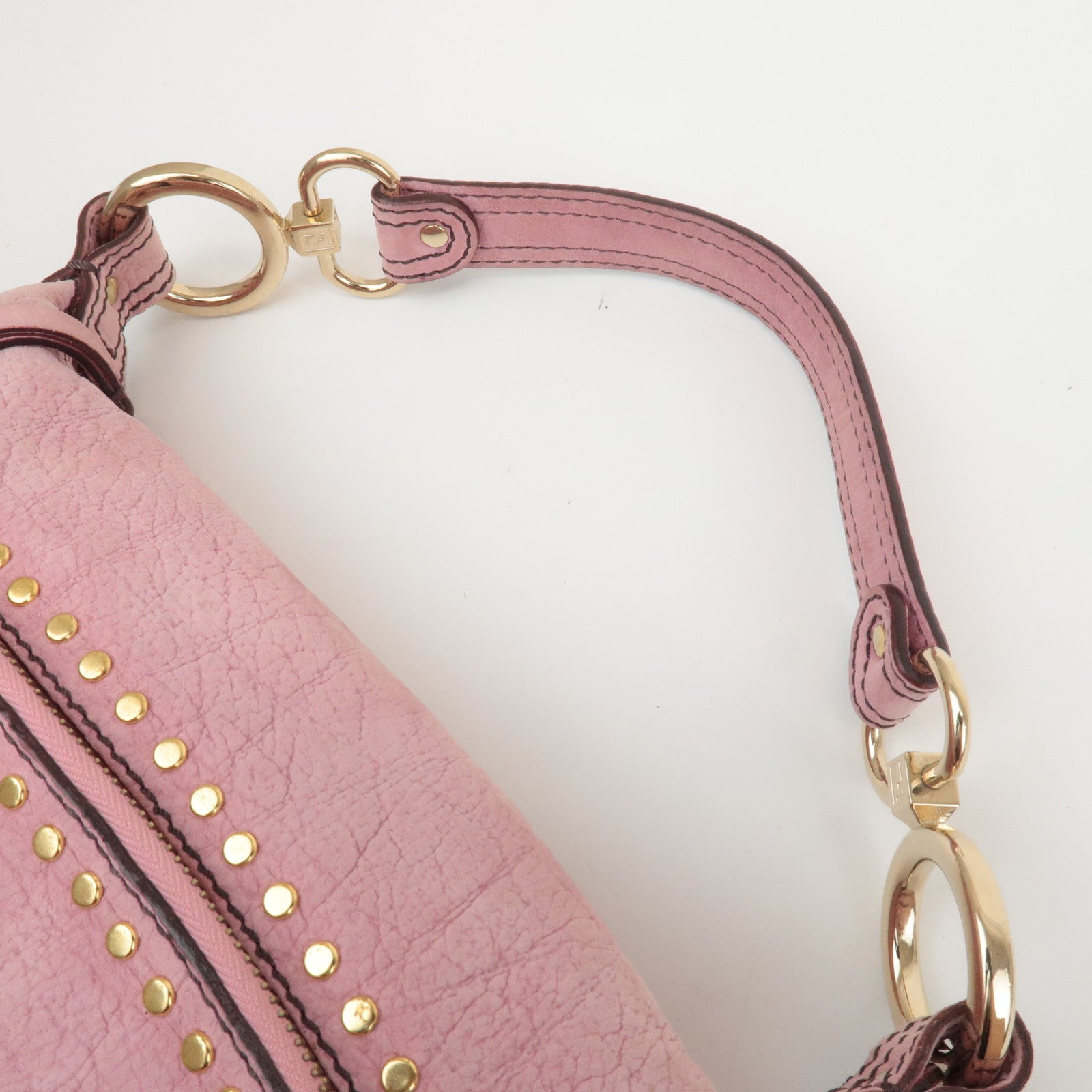 FENDI Leather Shoulder Bag Hand Bag Pink 8BR464