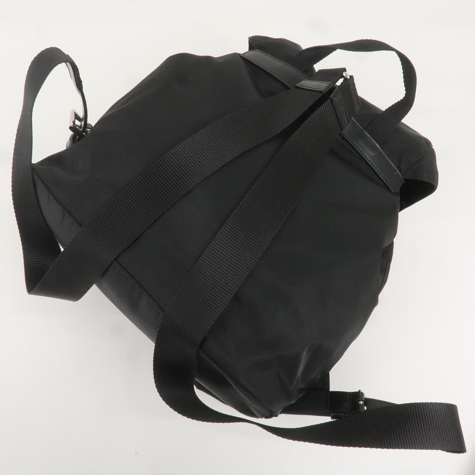 PRADA Logo Nylon Leather Backpack Ruck Sack NERO Black BZ2811