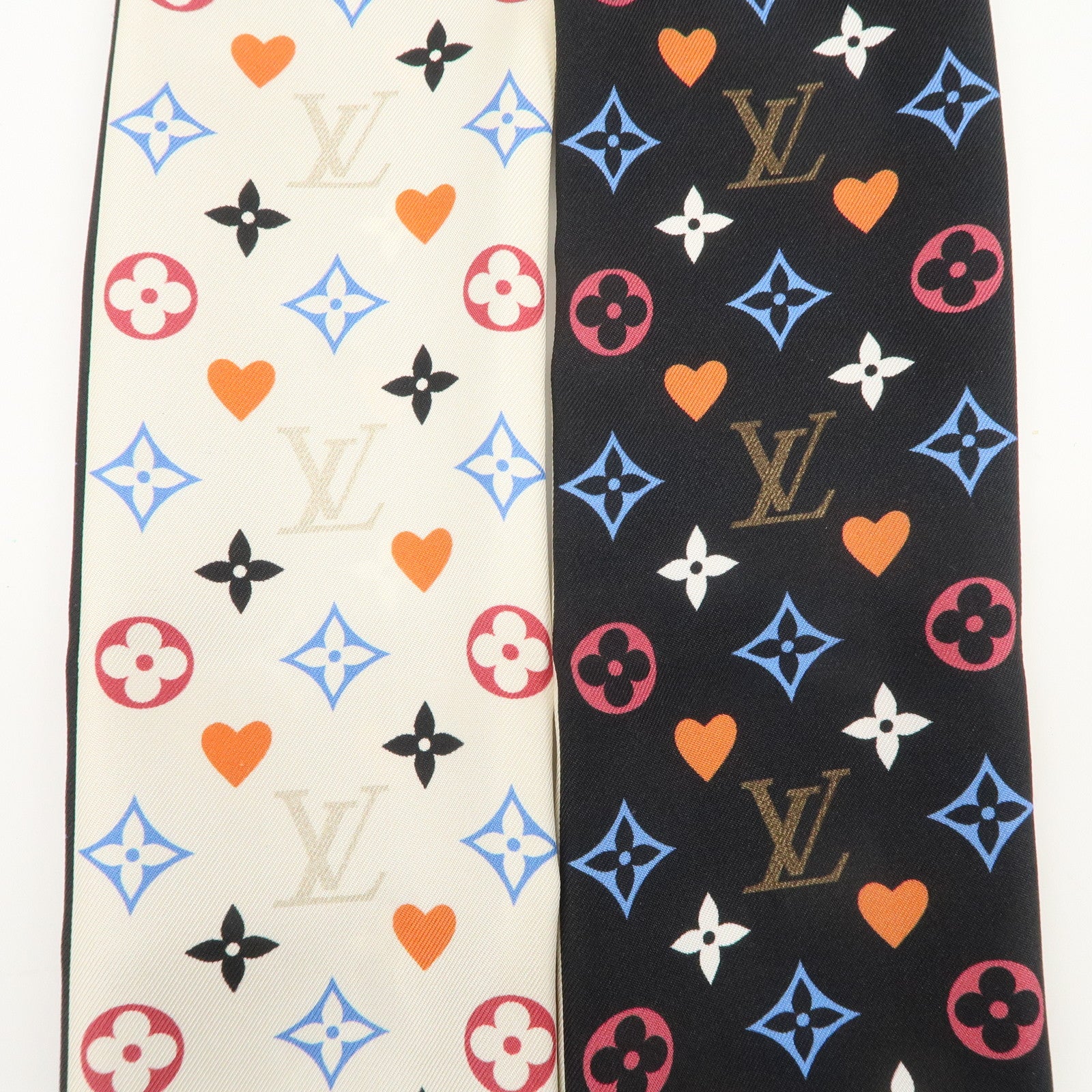 Louis Vuitton Game on Bandeau Silk 100% Scarf Black MP2904 Used