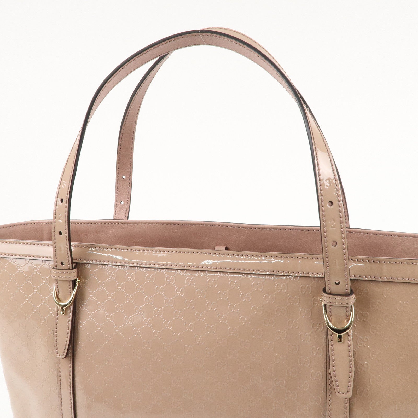 GUCCI Micro Guccissima Patent Leather Tote Bag Pink Beige 309613