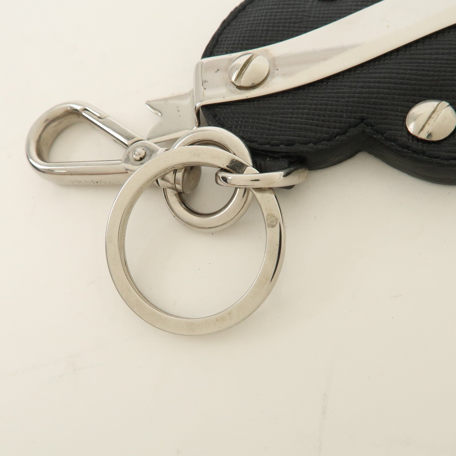 PRADA Set of 2 Metal Leather Key Chain Key Charm 1PP047 2AR237