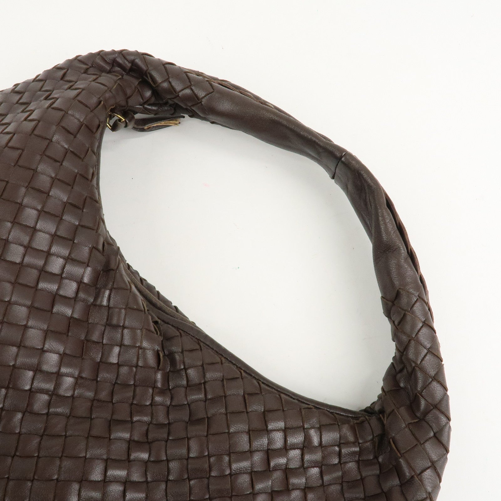 BOTTEGA VENETA Hobo Intrecciato Leather Shoulder Bag Brown 115653