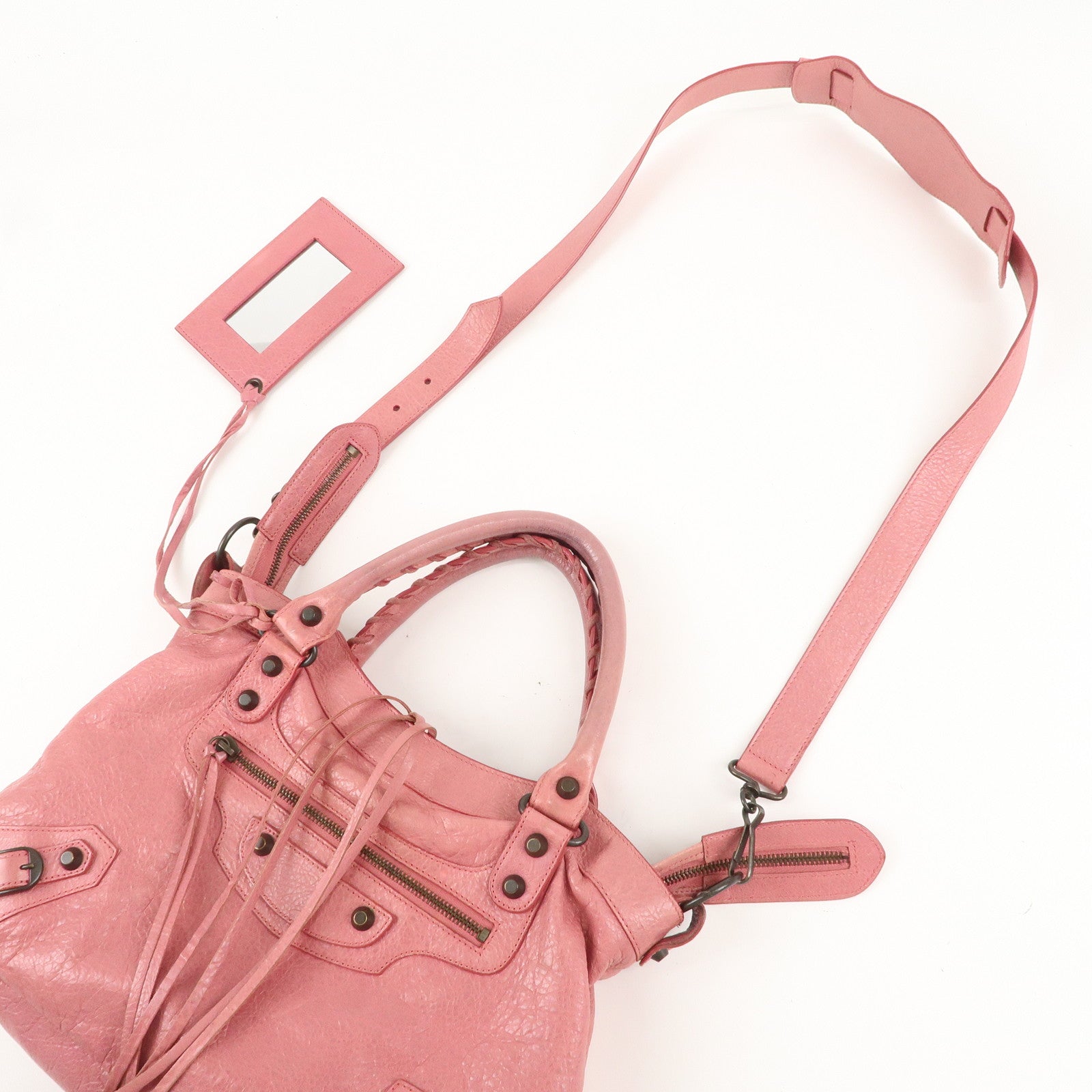 BALENCIAGA The Town Leather 2way Bag Hand Bag Pink 240579