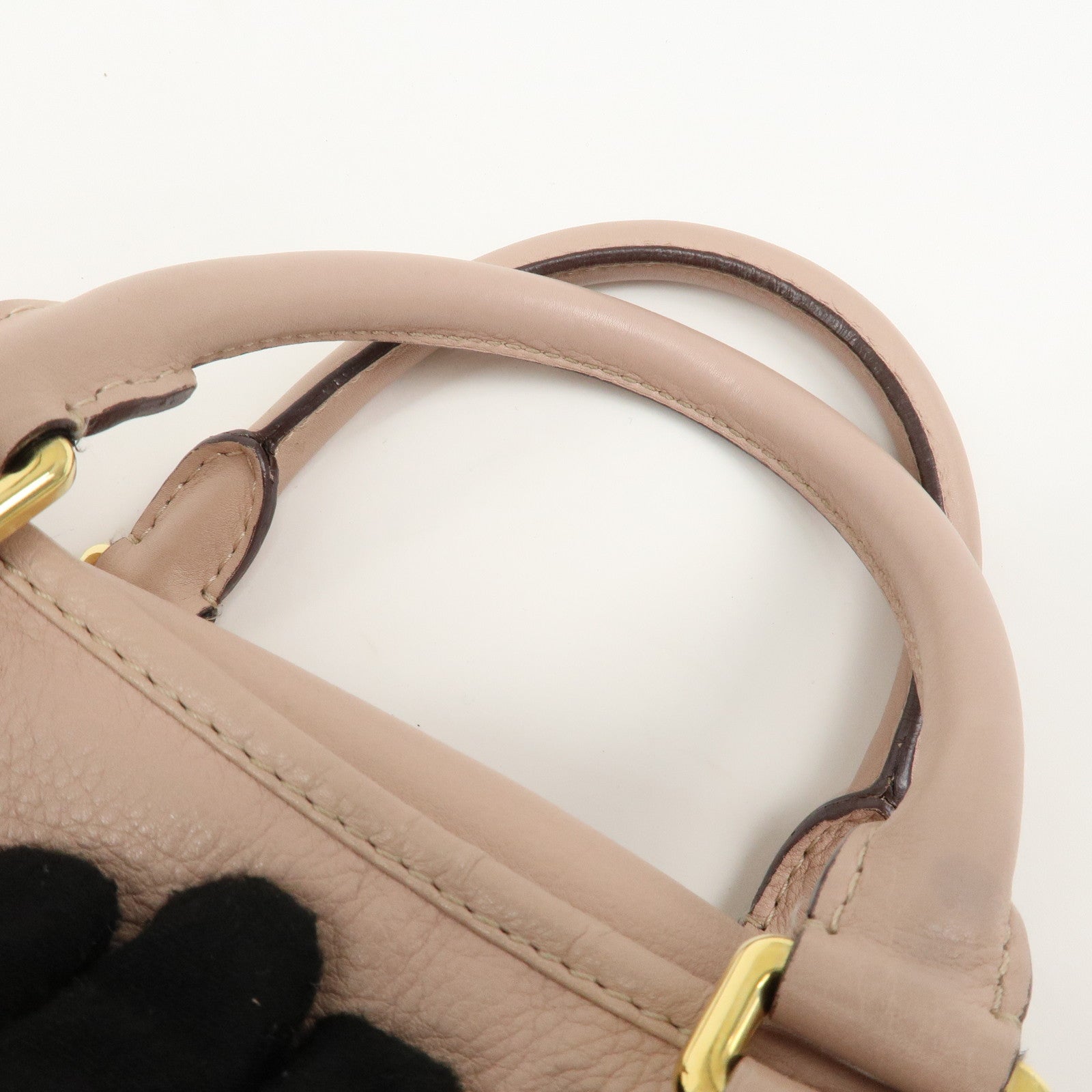 LOEWE Anaglam Leather Amazona 28 Hand Bag Shoulder Bag Pink Beige