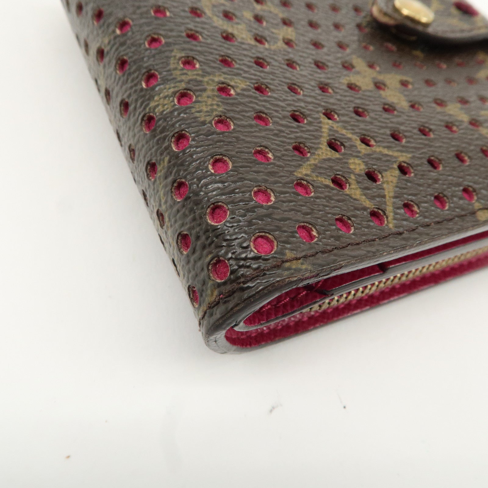 Louis Vuitton Monogram Perfor Compact Zip Wallet Fuchsia M95188