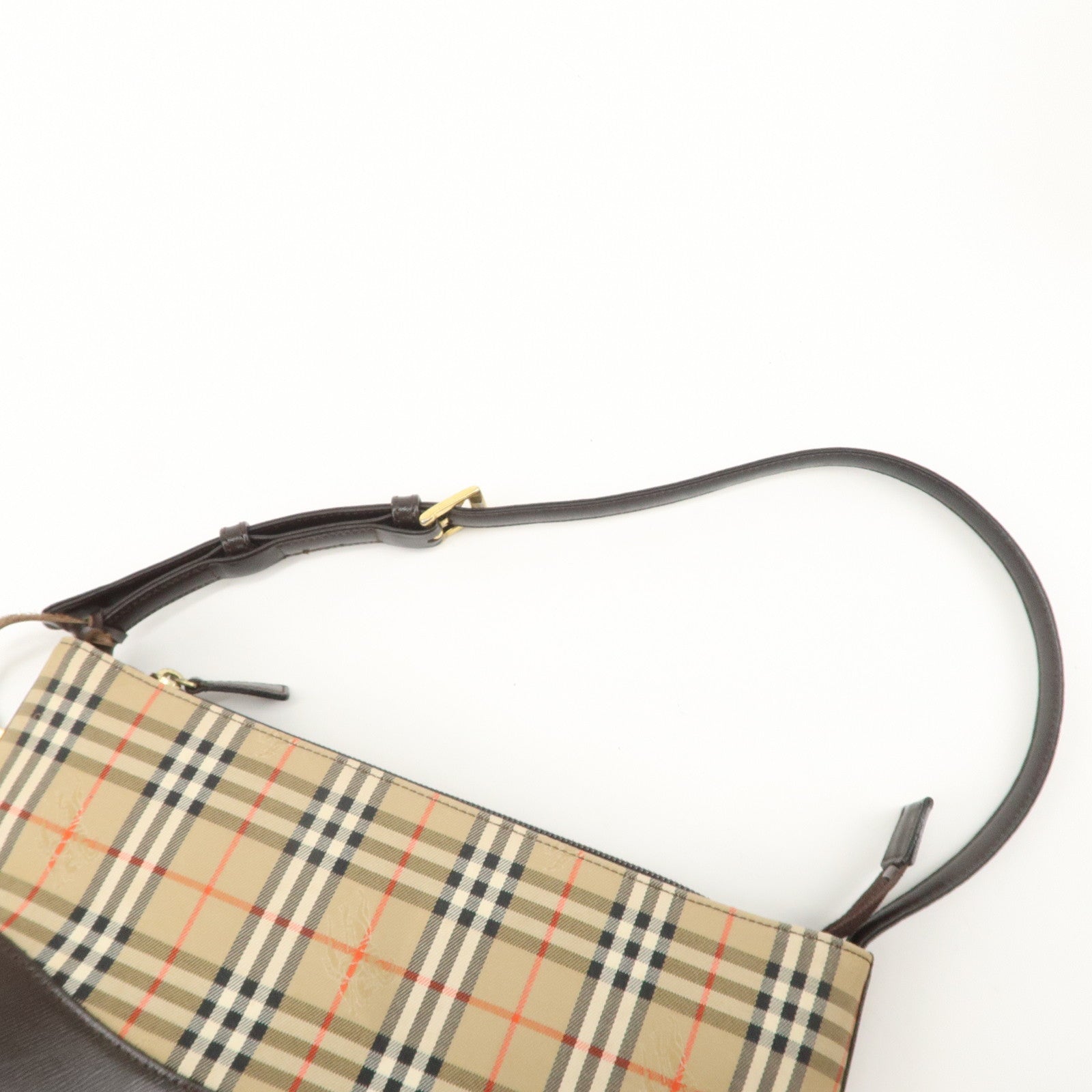 BURBERRY Canvas Leather Nova Plaid Shoulder Bag Hand Bag Used