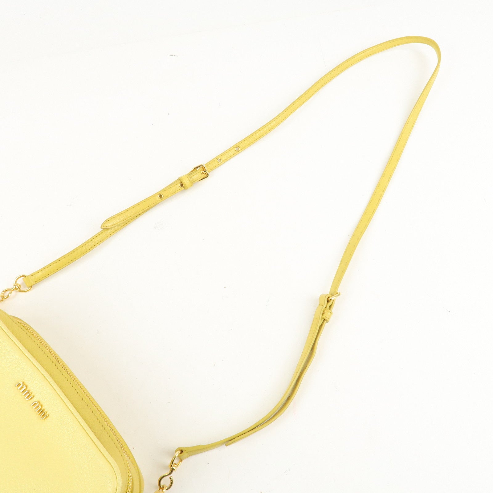 MIU MIU Leather MADRAS BICOLORE Shoulder Bag Yellow RT0539