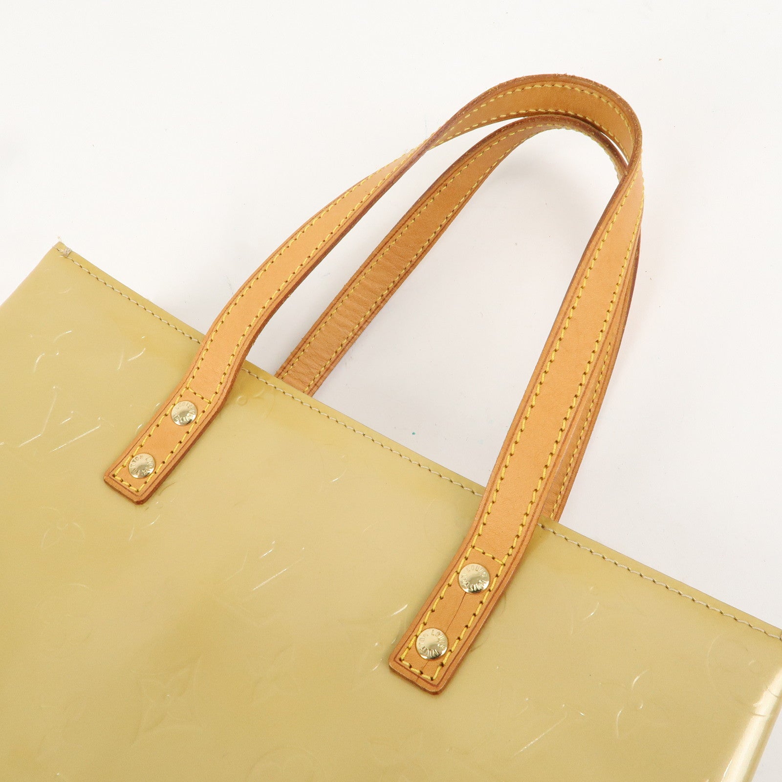 Louis Vuitton Monogram Vernis Lead MM Hand Bag Beige M91141