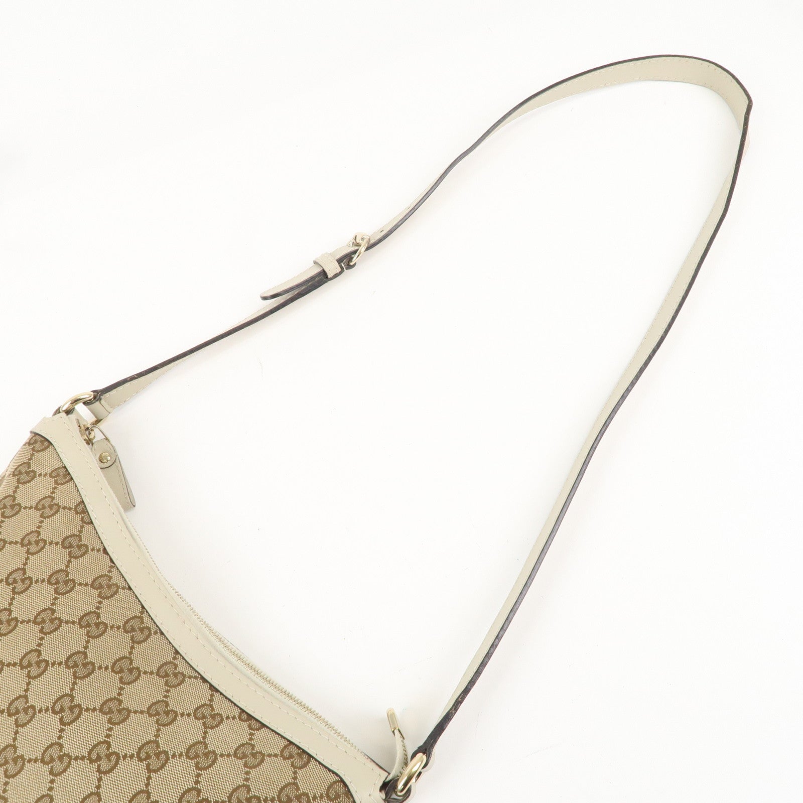 GUCCI Lovely GG Canvas Leather Shoulder Bag Ivory Beige 257072