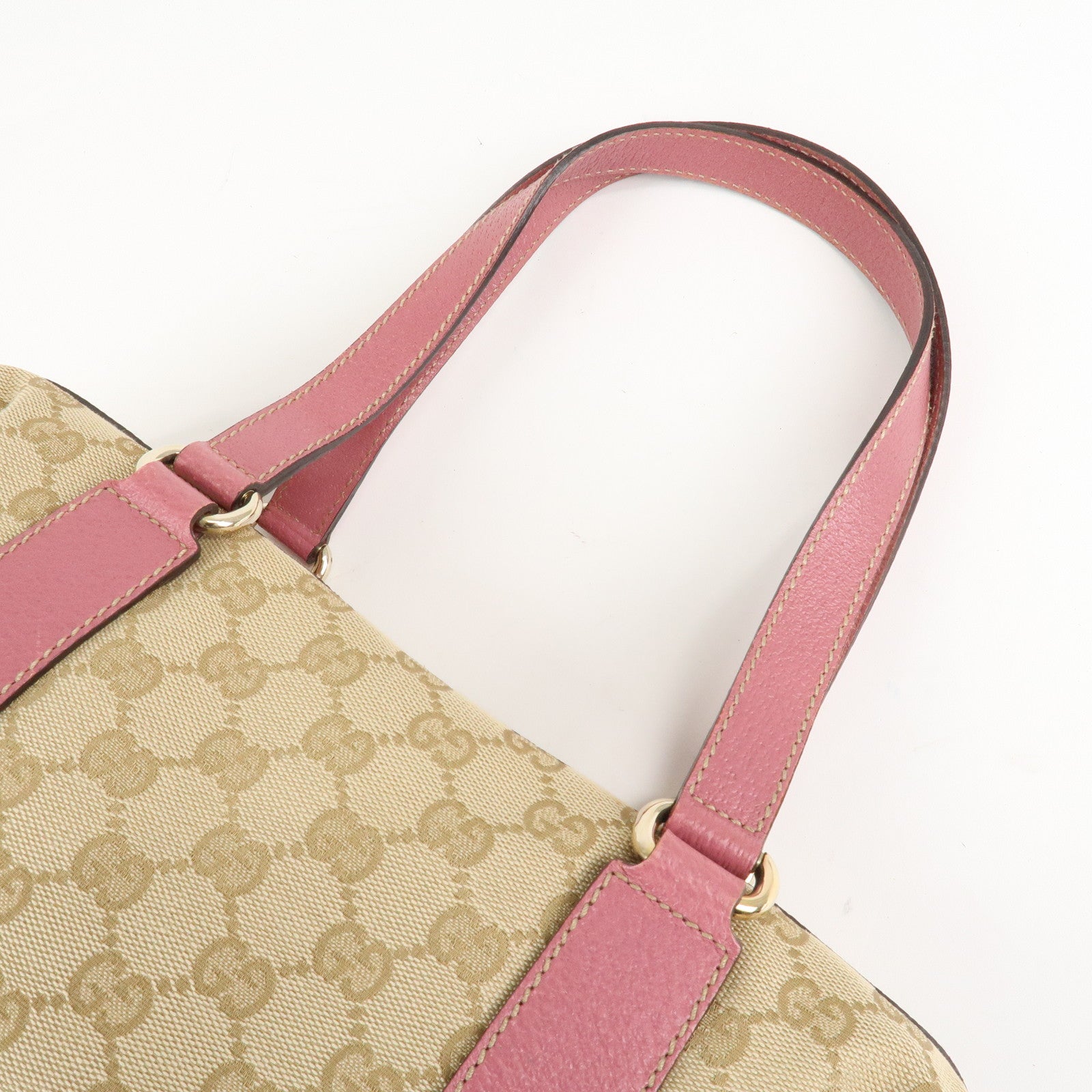 GUCCI GG Canvas Leather Mini Boston Bag Beige Pink 152457