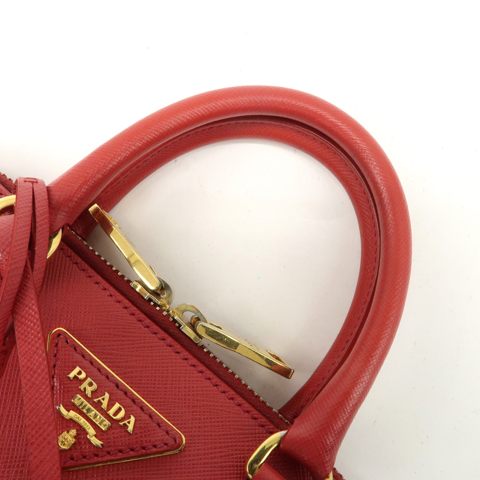 PRADA Promenade Saffiano Leather 2Way Shoulder Bag Red BL0838 Used