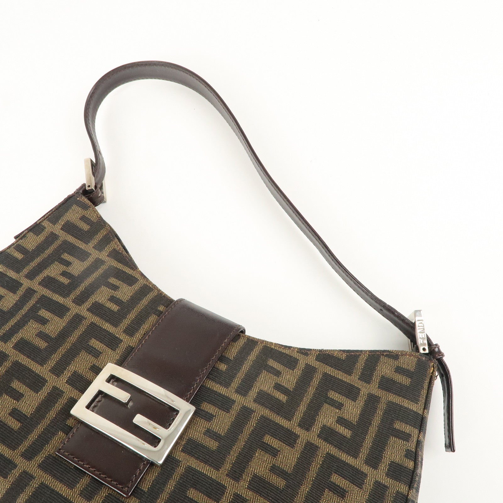 FENDI Zucca Canvas Leather One Shoulder Bag 916115002 Brown