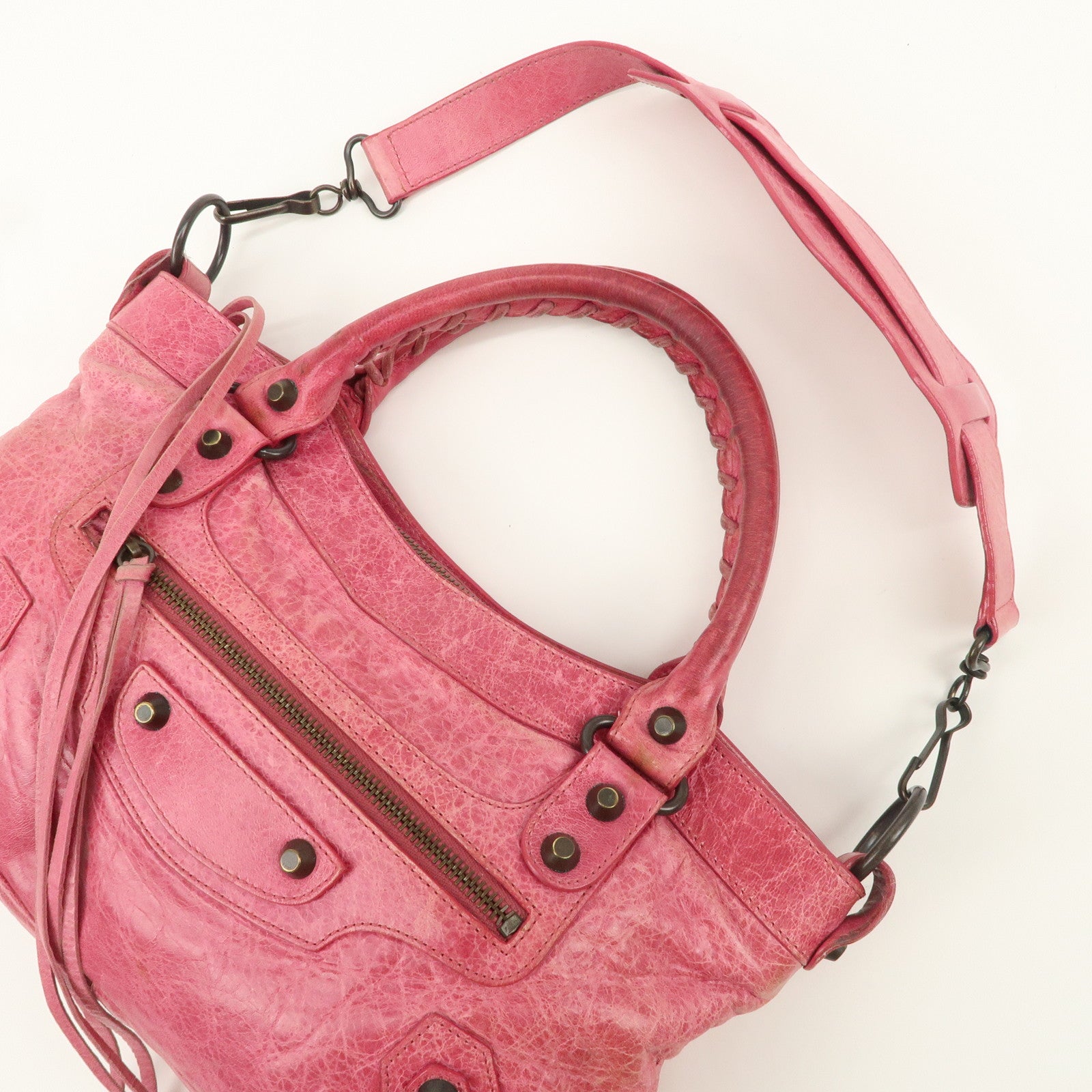 BALENCIAGA The First Leather 2Way Bag Hand Bag Pink 103208