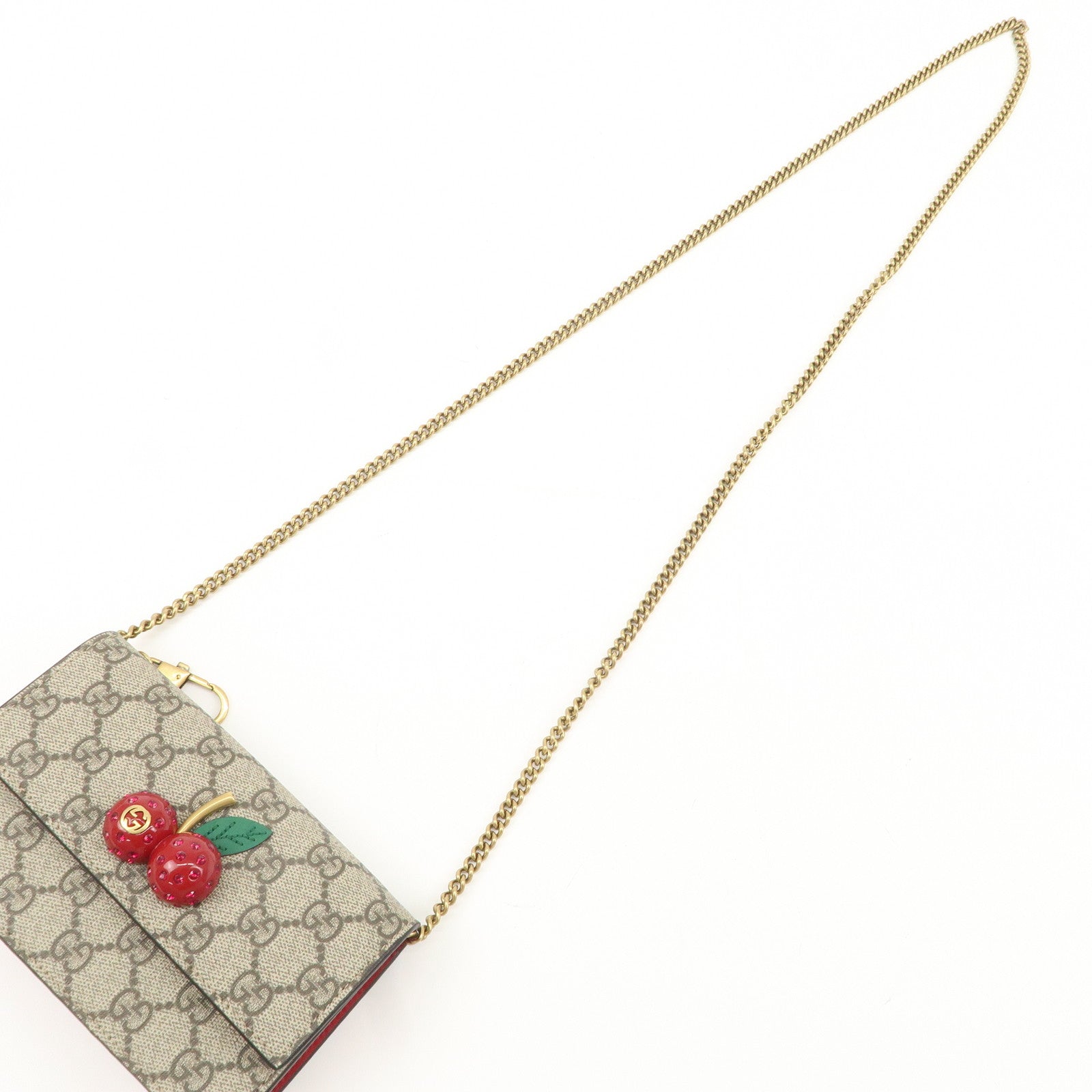 GUCCI GG Supreme Leather Cherry Chain Shoulder Bag 481291