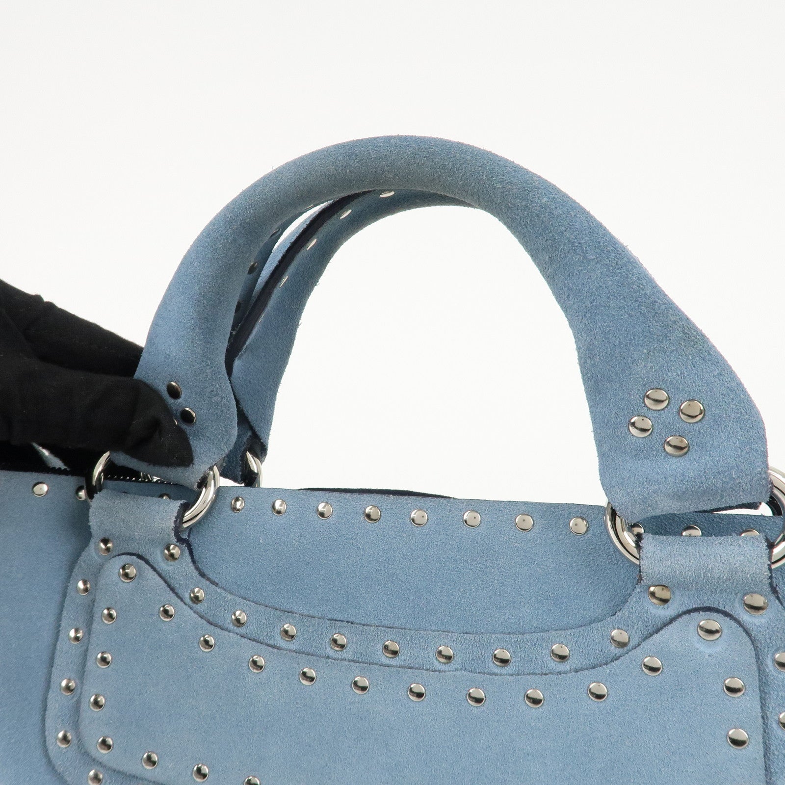 CELINE Suede Hand Bag Tote Bag Blue CE00/23 Used