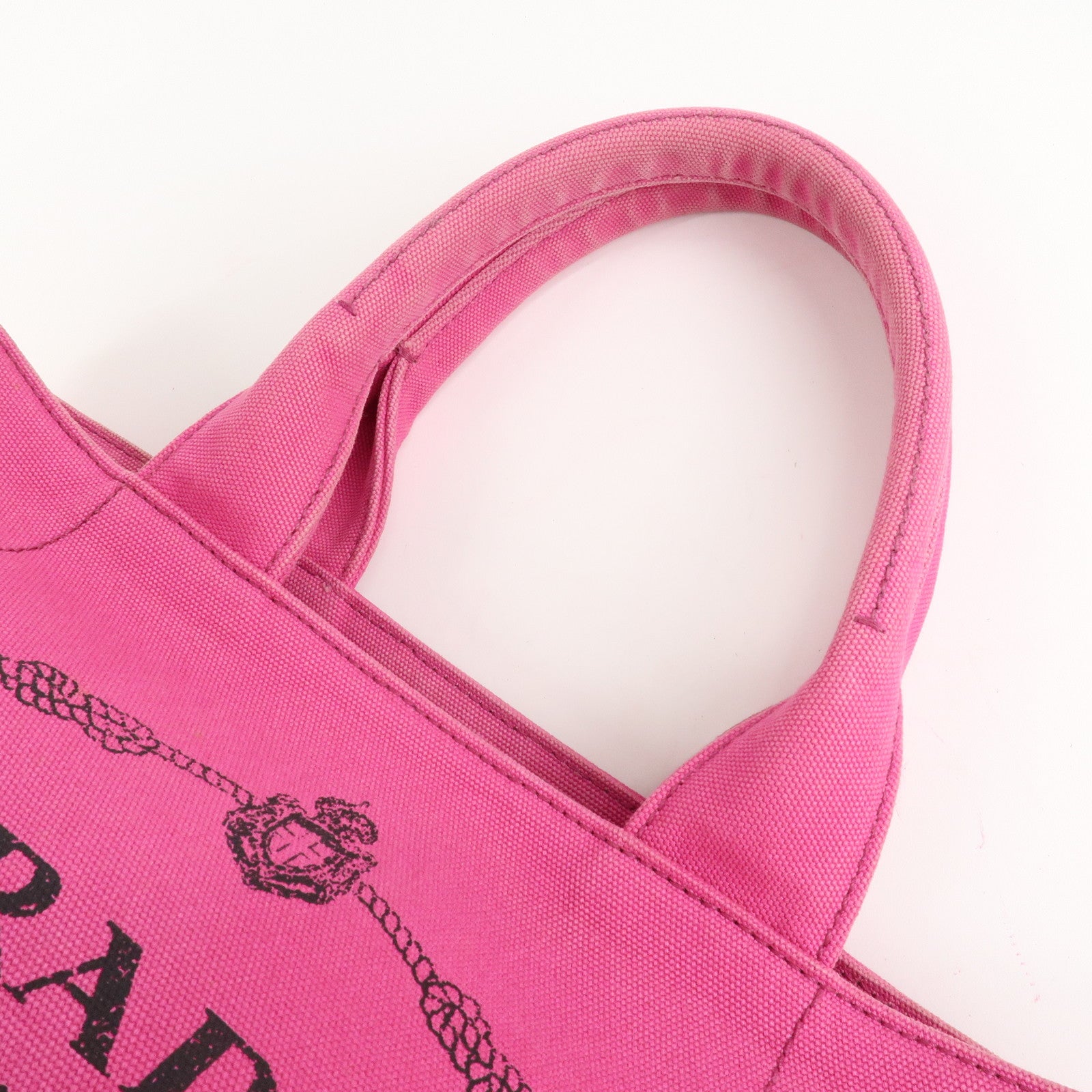 PRADA Canapa Canvas Tote Bag Limited Edition Pink Orange B1877I Used