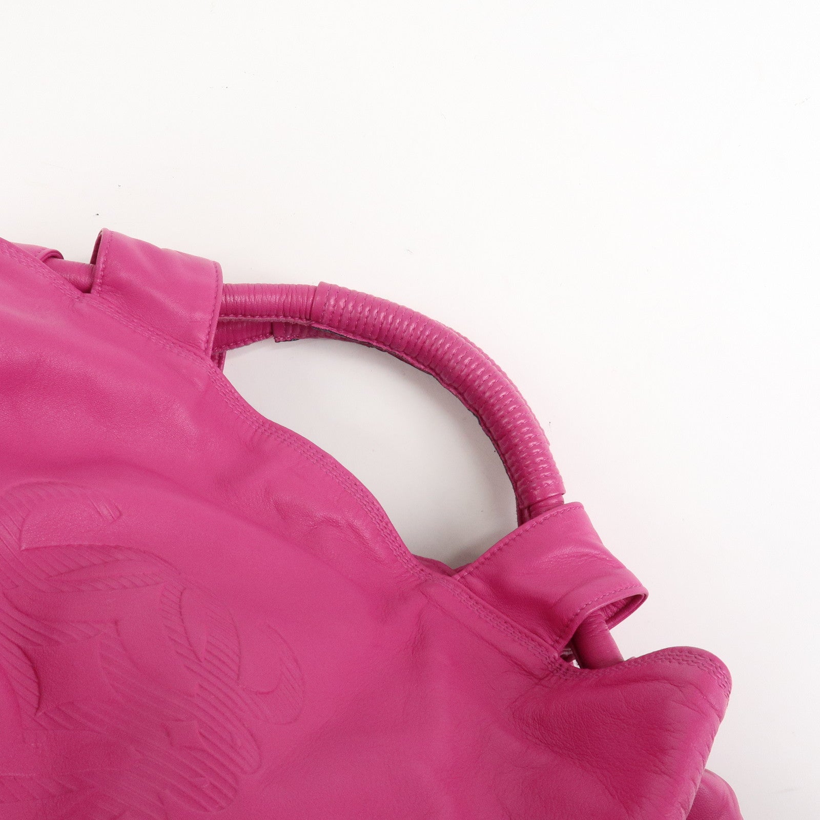 LOEWE Anagram Leather Nappa Aire Hand Bag Fuchsia Pink Used