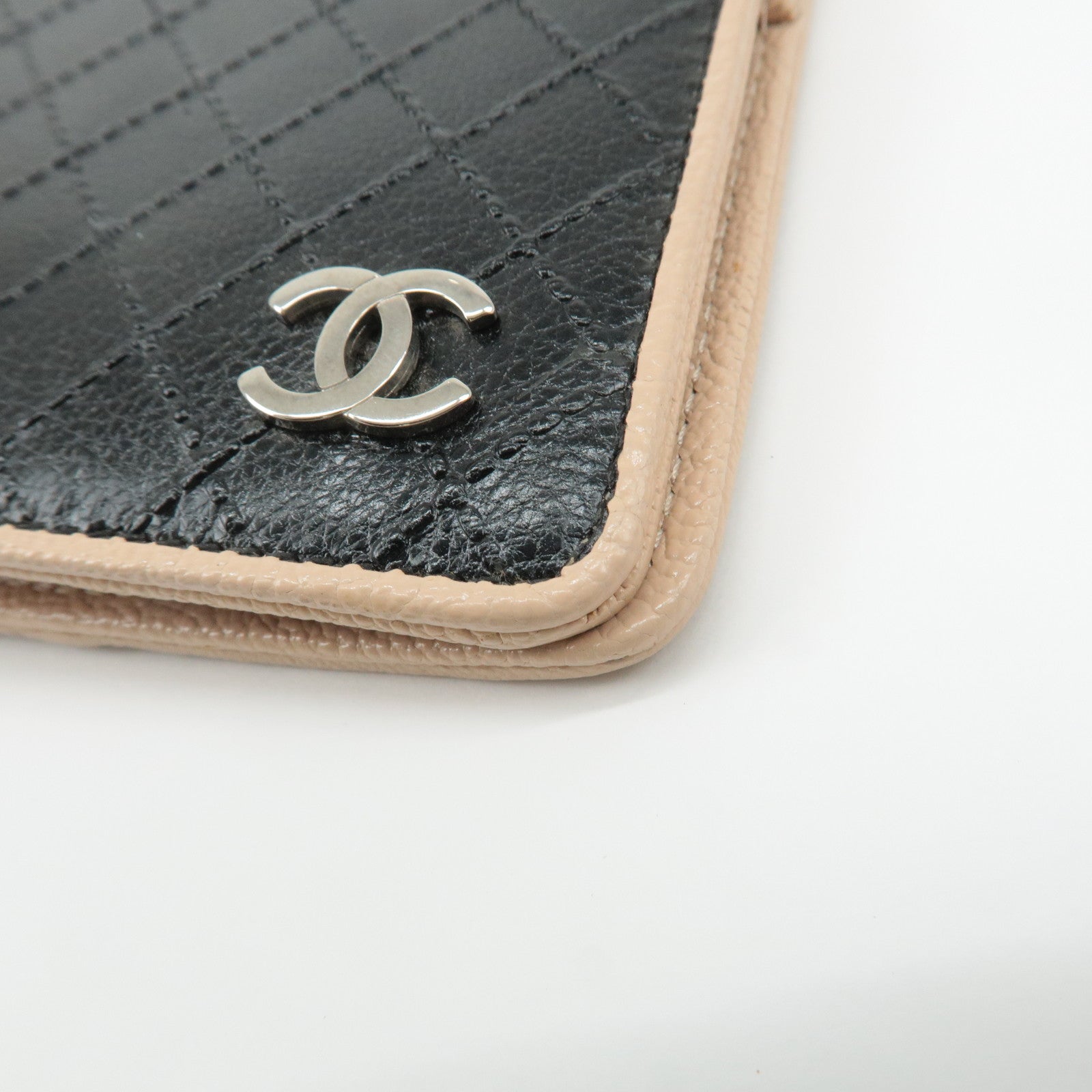 CHANEL COCO Mark Bicolore Leather Agenda Cover Black Pink