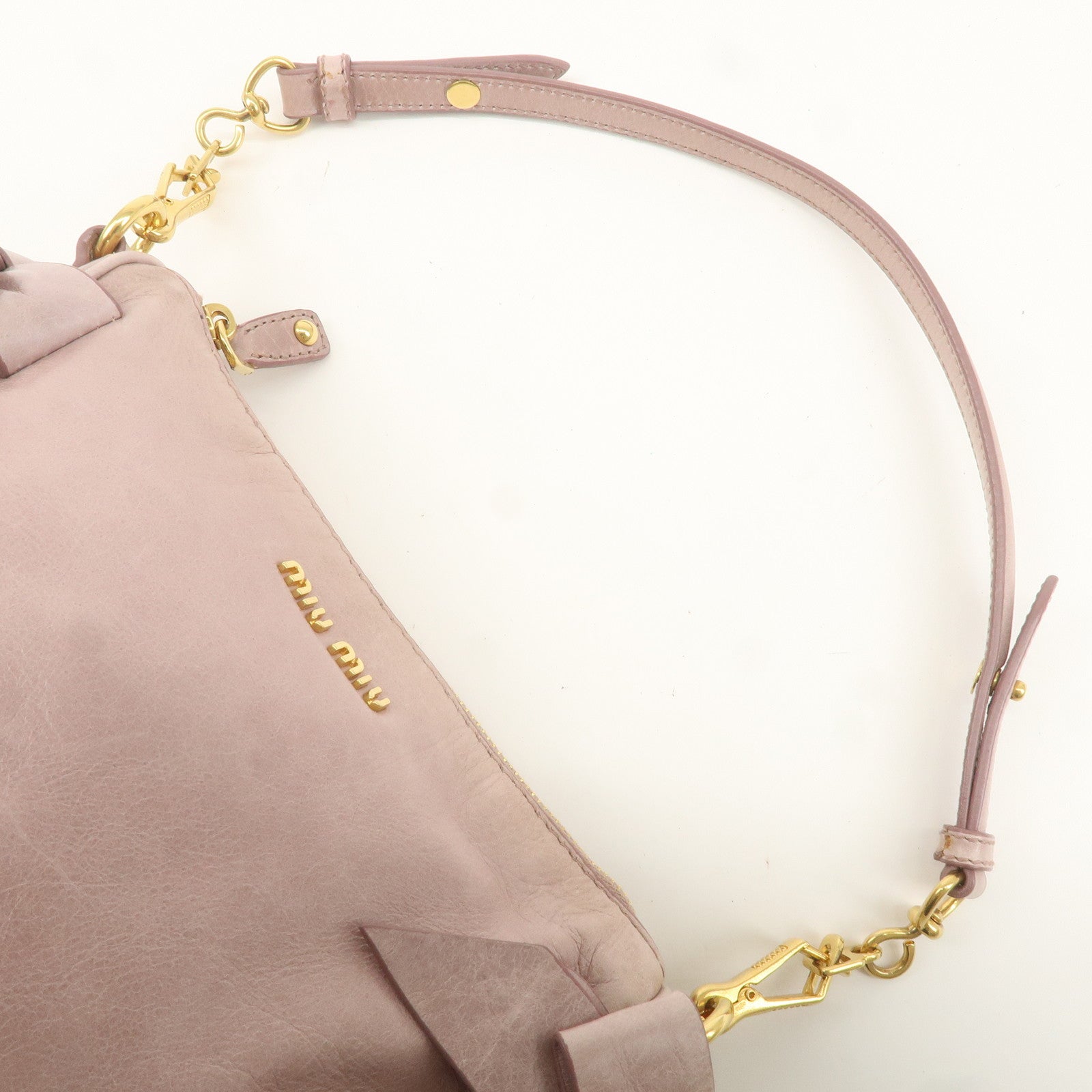 MIU MIU Leather Ribbon Shoulder Bag Hand Bag Pink