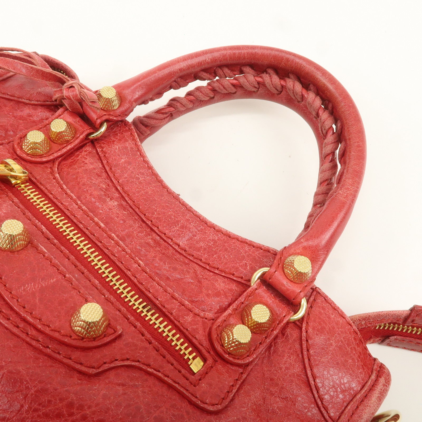 BALENCIAGA Giant Mini City Leather 2Way Shoulder Bag Red 309544