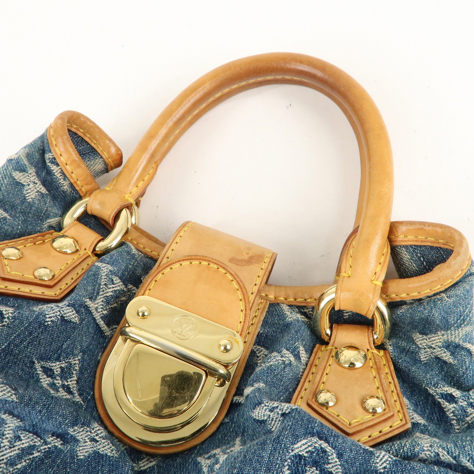 Louis Vuitton Monogram Denim Pleaty Hand Bag Blue M95020