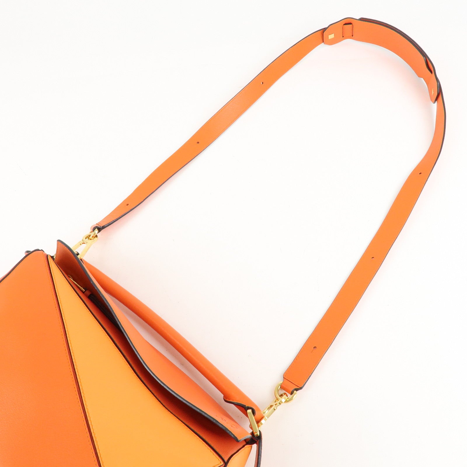 LOEWE Leather Puzzle Bag Medium 2Way Bag Shoulder Bag Orange