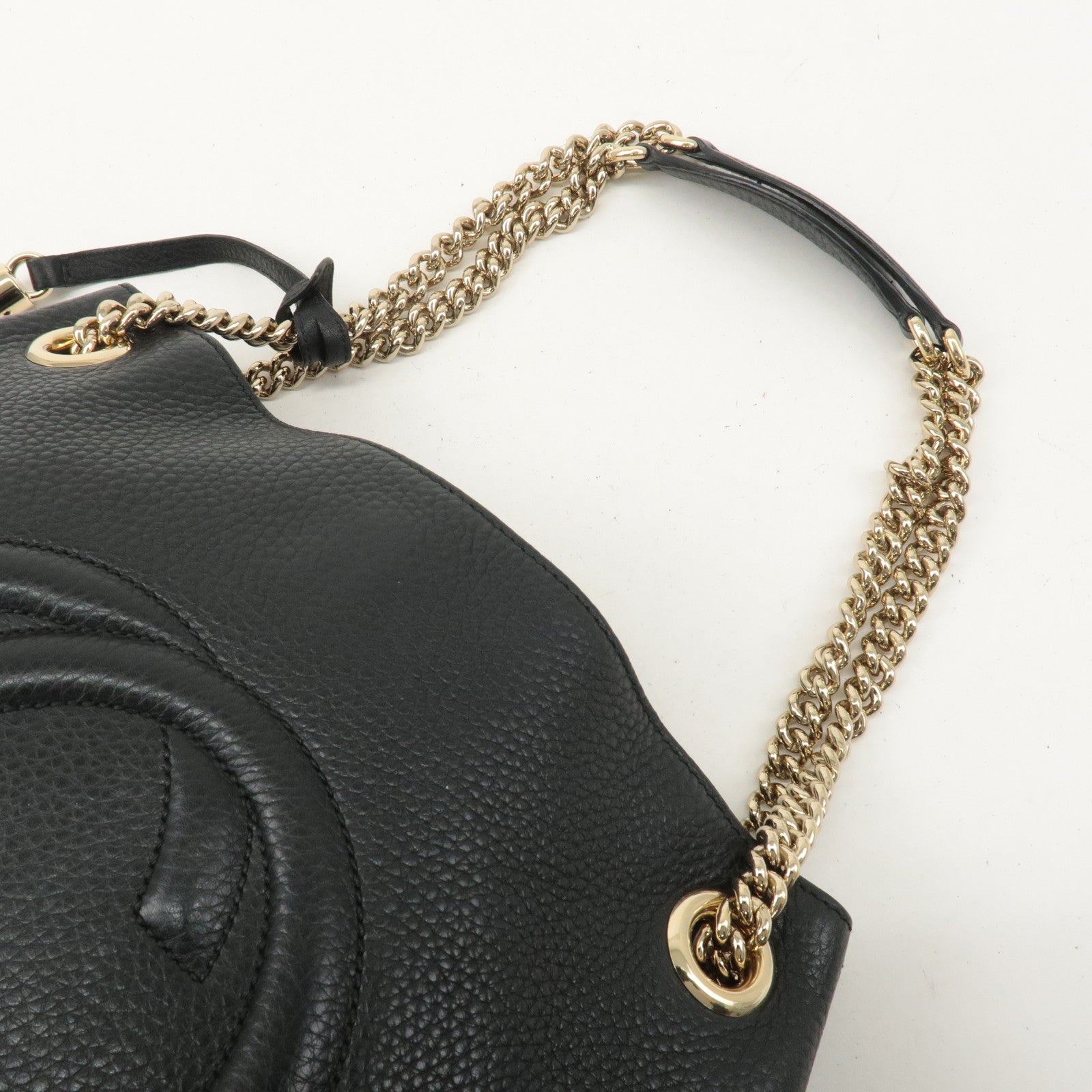 GUCCI SOHO Leather Chain Shoulder Bag Black 308982