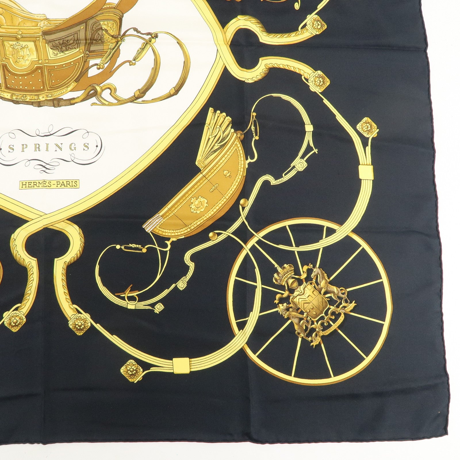 HERMES Carre90 100% Silk Scarf SPRINGS Carriage Pattern