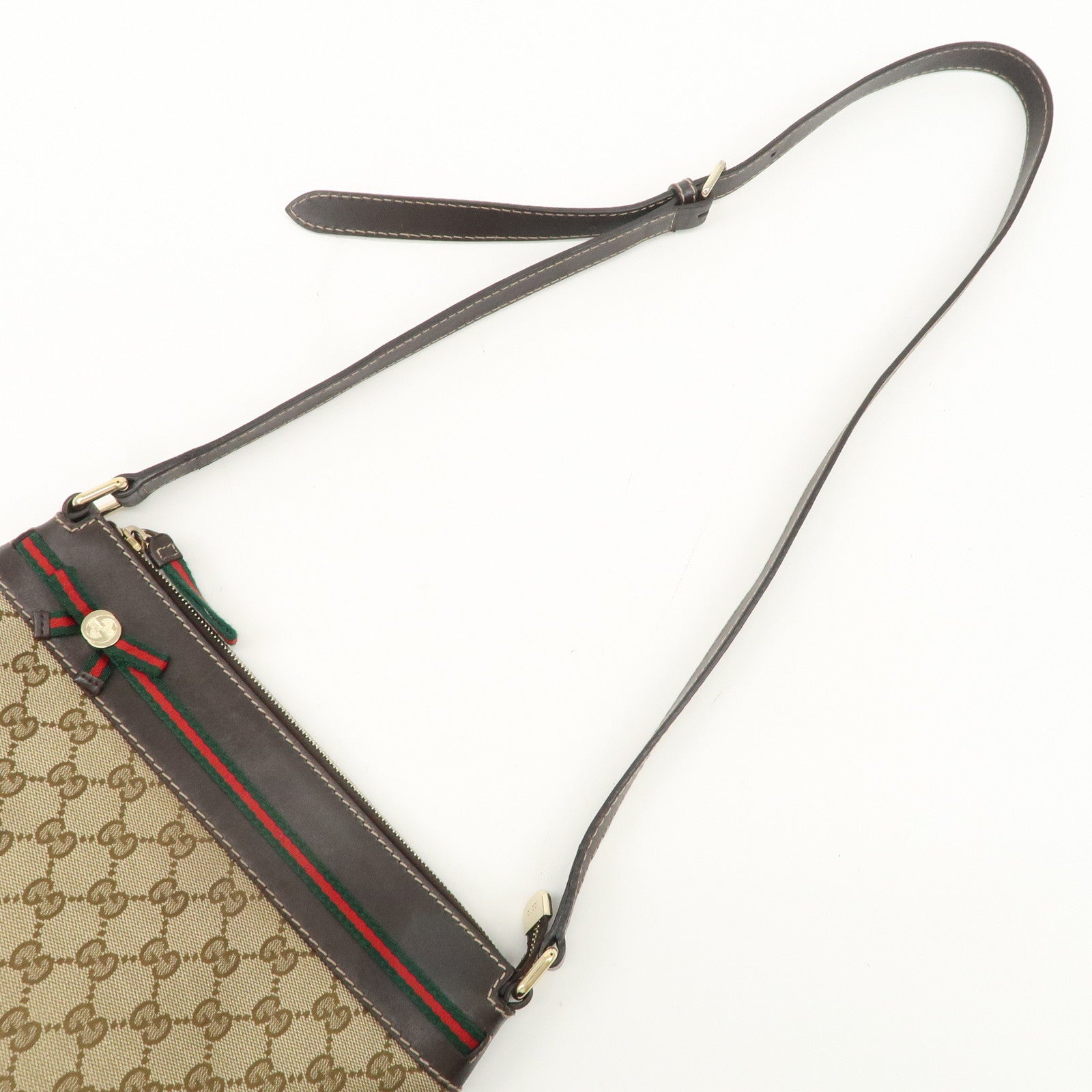 GUCCI Sherry Princy GG Canvas Leather Shoulder Bag 257065 Used