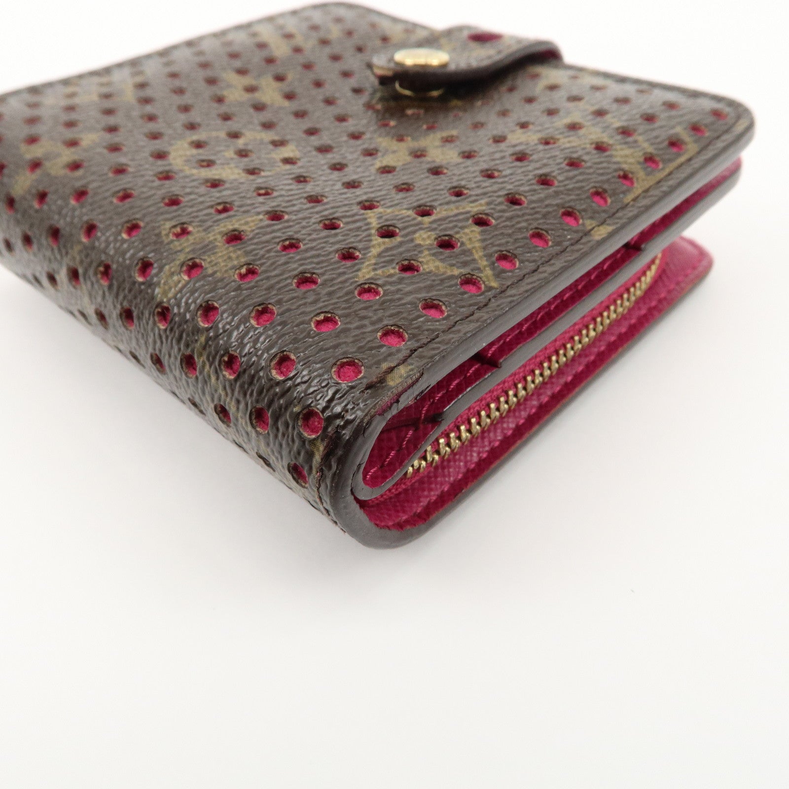 Louis Vuitton Monogram Perfor Compact Zip Wallet Fuchsia M95188 Used