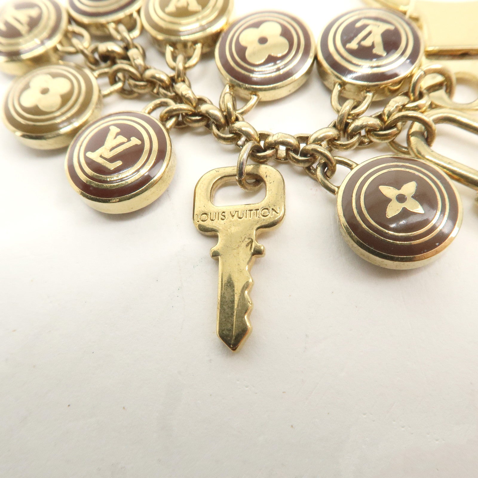 Porte Cles Pastilles Bag Charm Key Charm Gold Brown M65387 Used