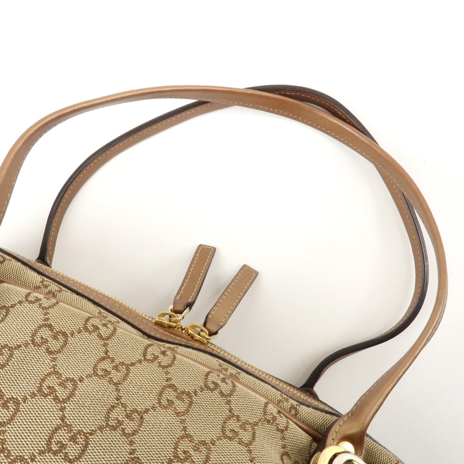 GUCCI GG Twins GG Canvas Leather Shoulder Bag Beige Brown 232958 Used