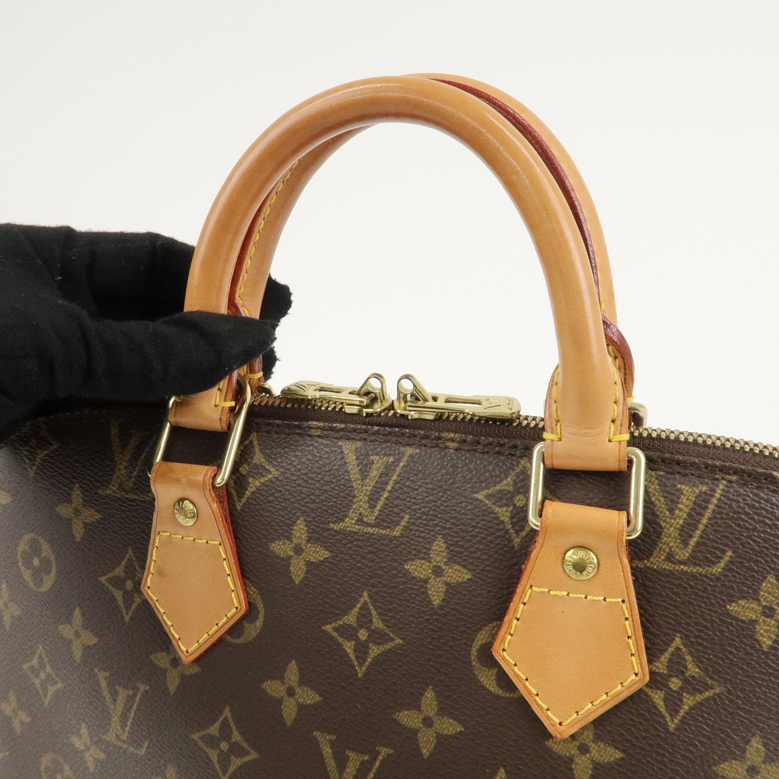 Louis Vuitton Monogram Alma Hand Bag Brown Gold HDW M51130 Used