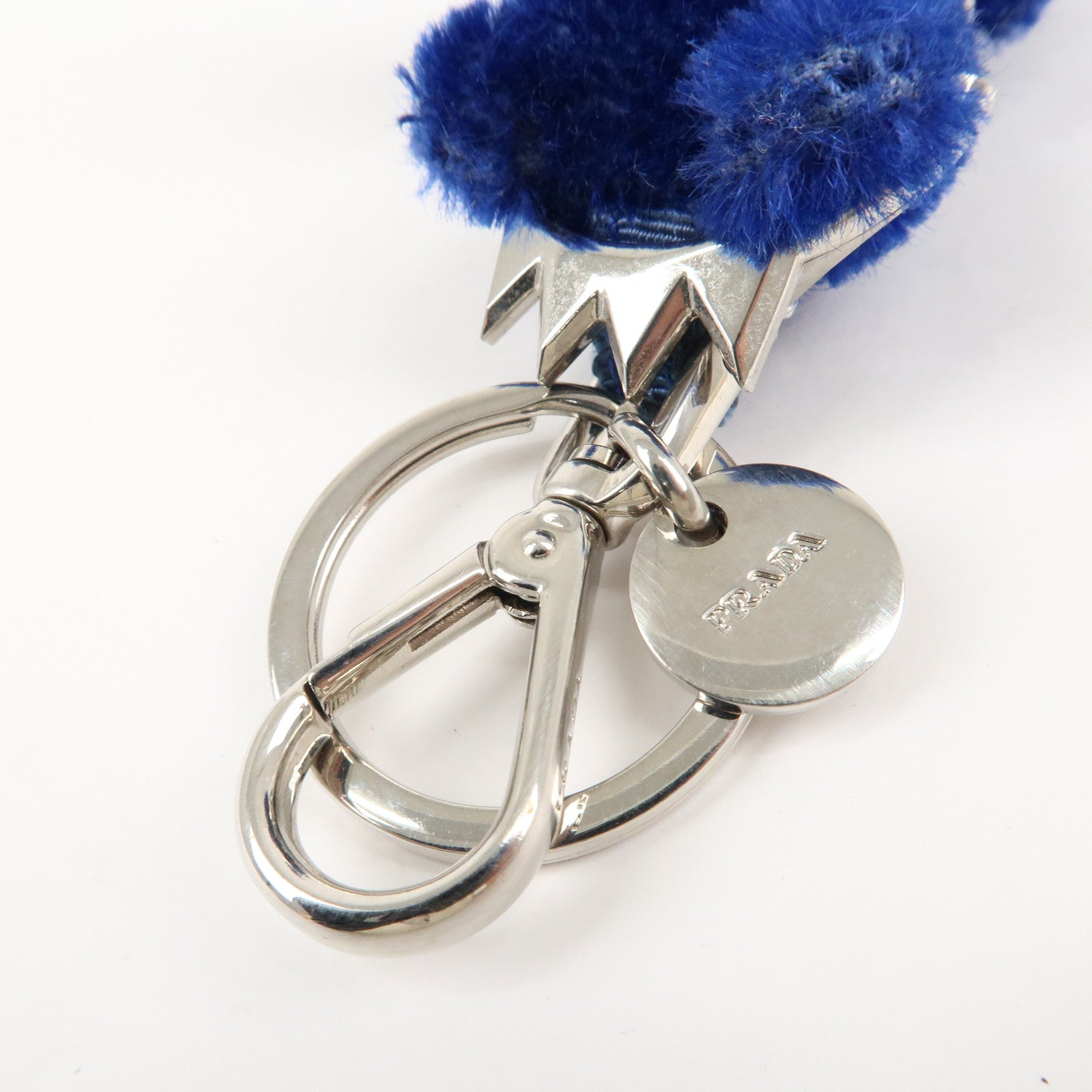 PRADA Metal Bear Key Holder Key Chain Key Charm Blue Silver