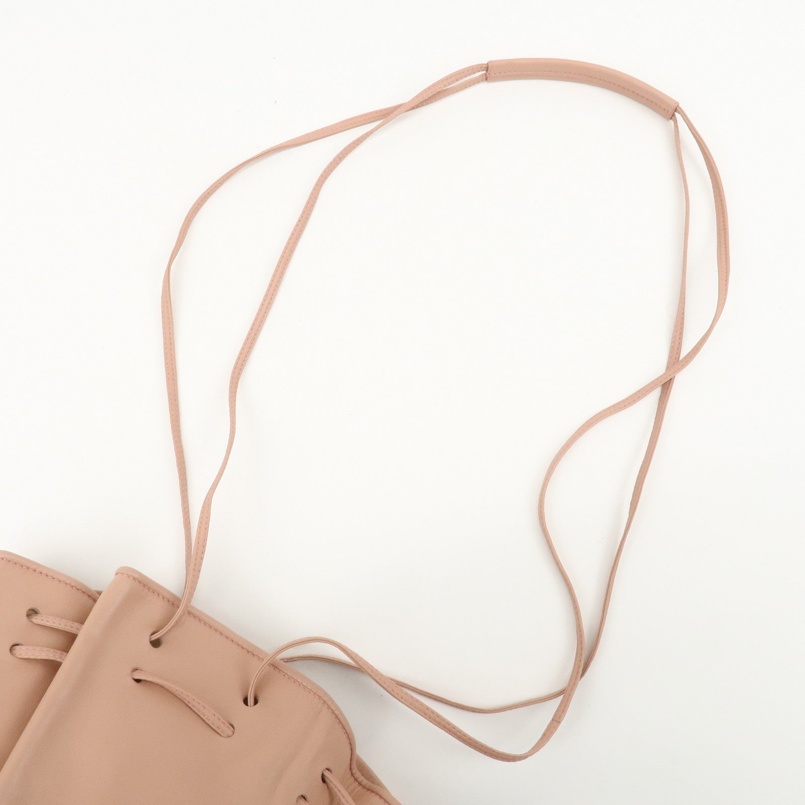 LOEWE Anaglam Leather Shoulder Bag Drawstring Bag Pink Beige