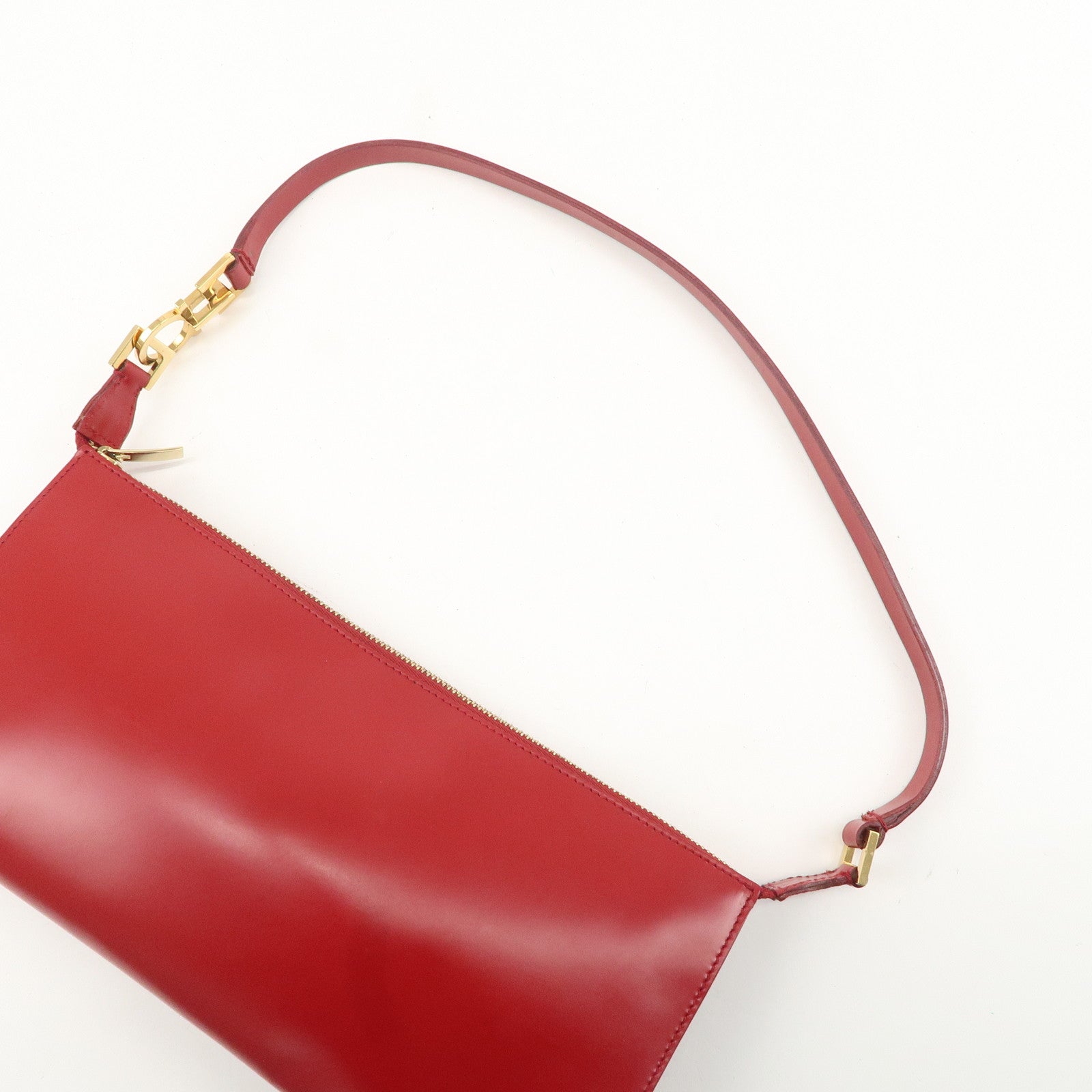 Ferragamo Gancini Leather Semi Shoulder Bag Red Used