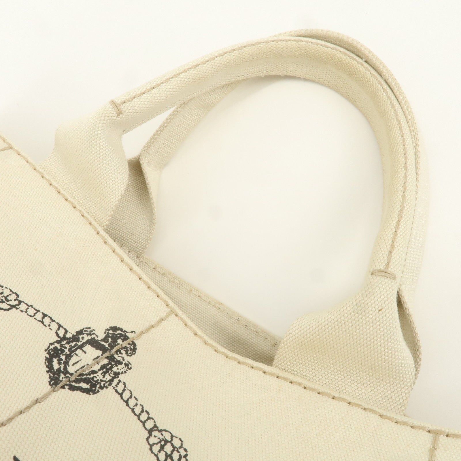 PRADA Logo Canapa Large Canvas Tote Hand Bag Ivory BN1872