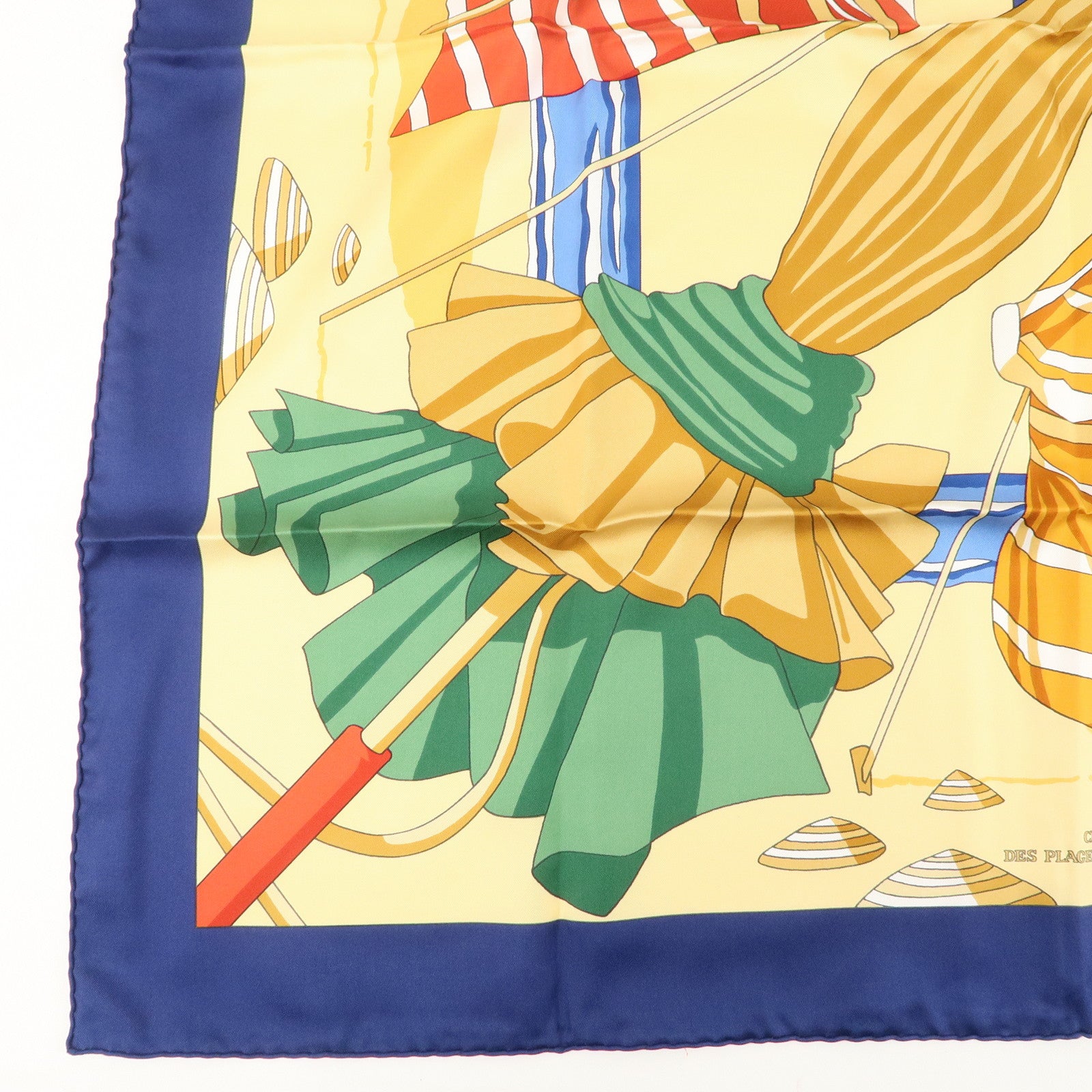 HERMES Carre 90 100% Silk Scarf CHARMES DES PLAGES NORMANDESⅡUsed F/S