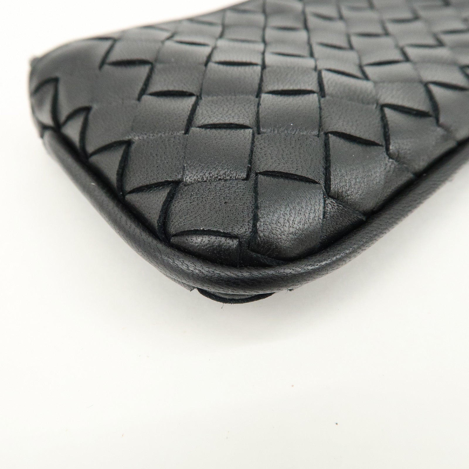 BOTTEGA VENETA Intrecciato Leather Coin Case Wallet Black