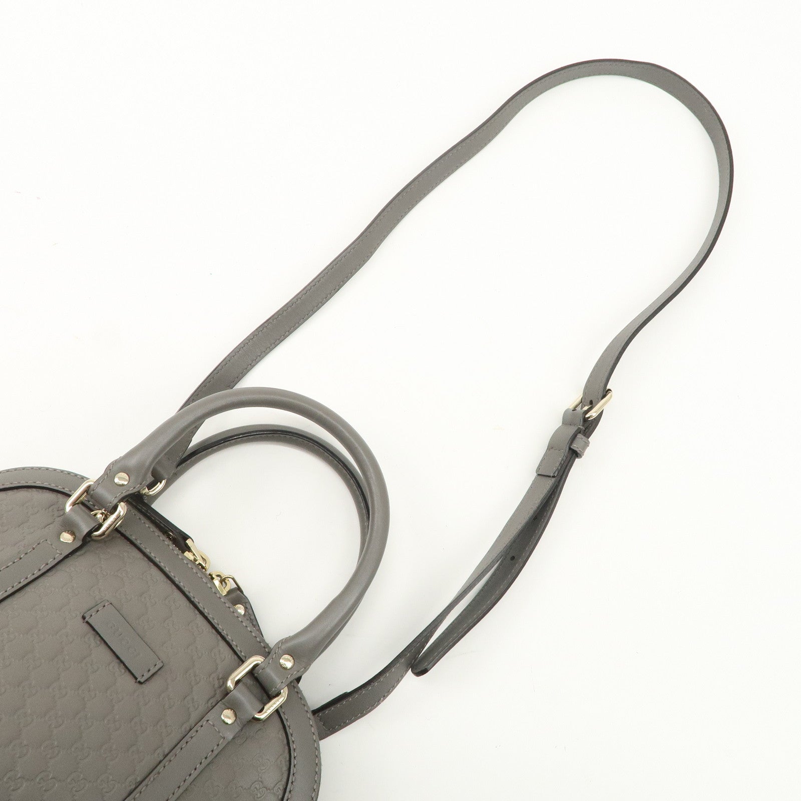 GUCCI Micro Guccissima Leather 2WAY Bag Hand Bag Gray 449654