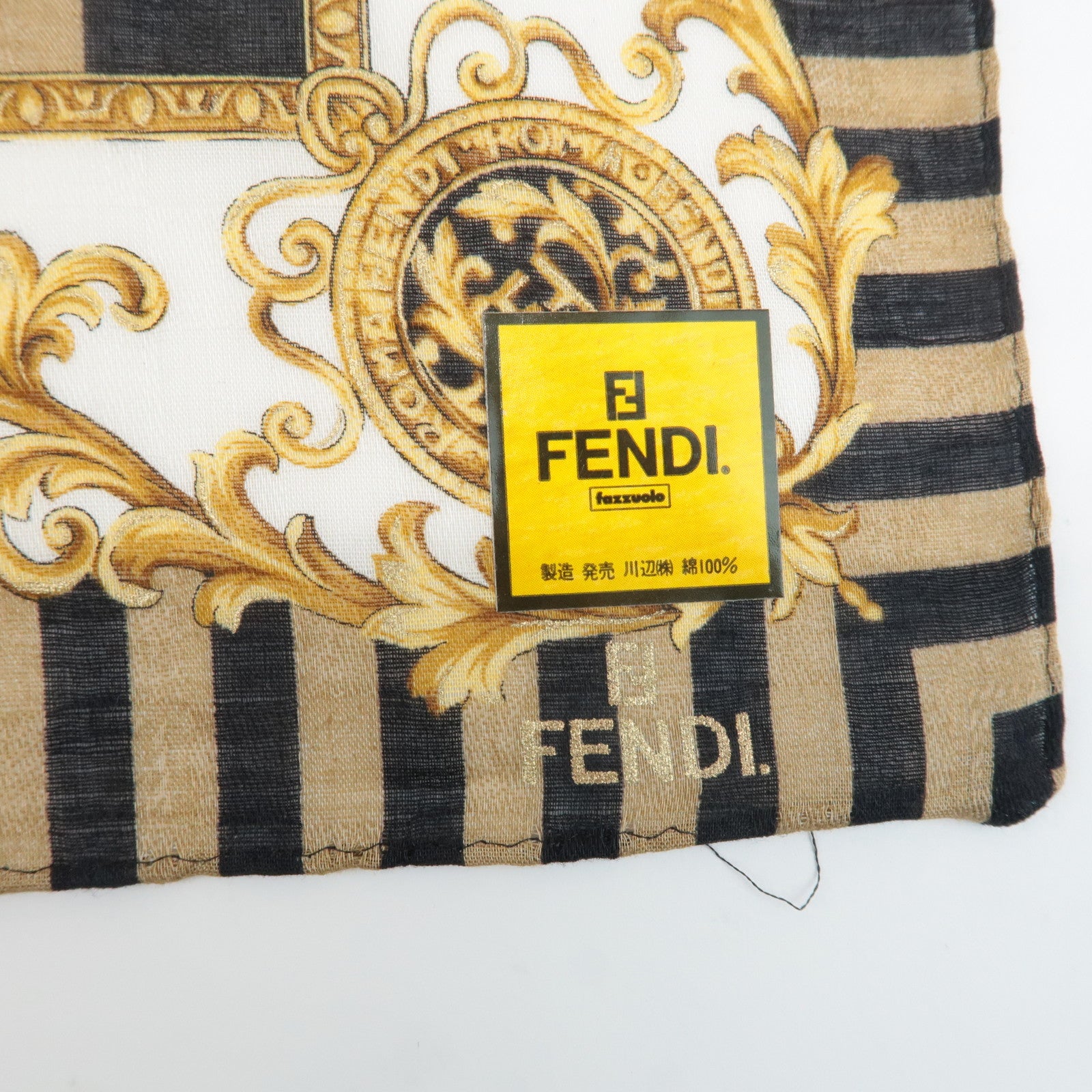 FENDI Set of 5 Cotton 100% Handkerchief Bordeaux Gray White Brown Used