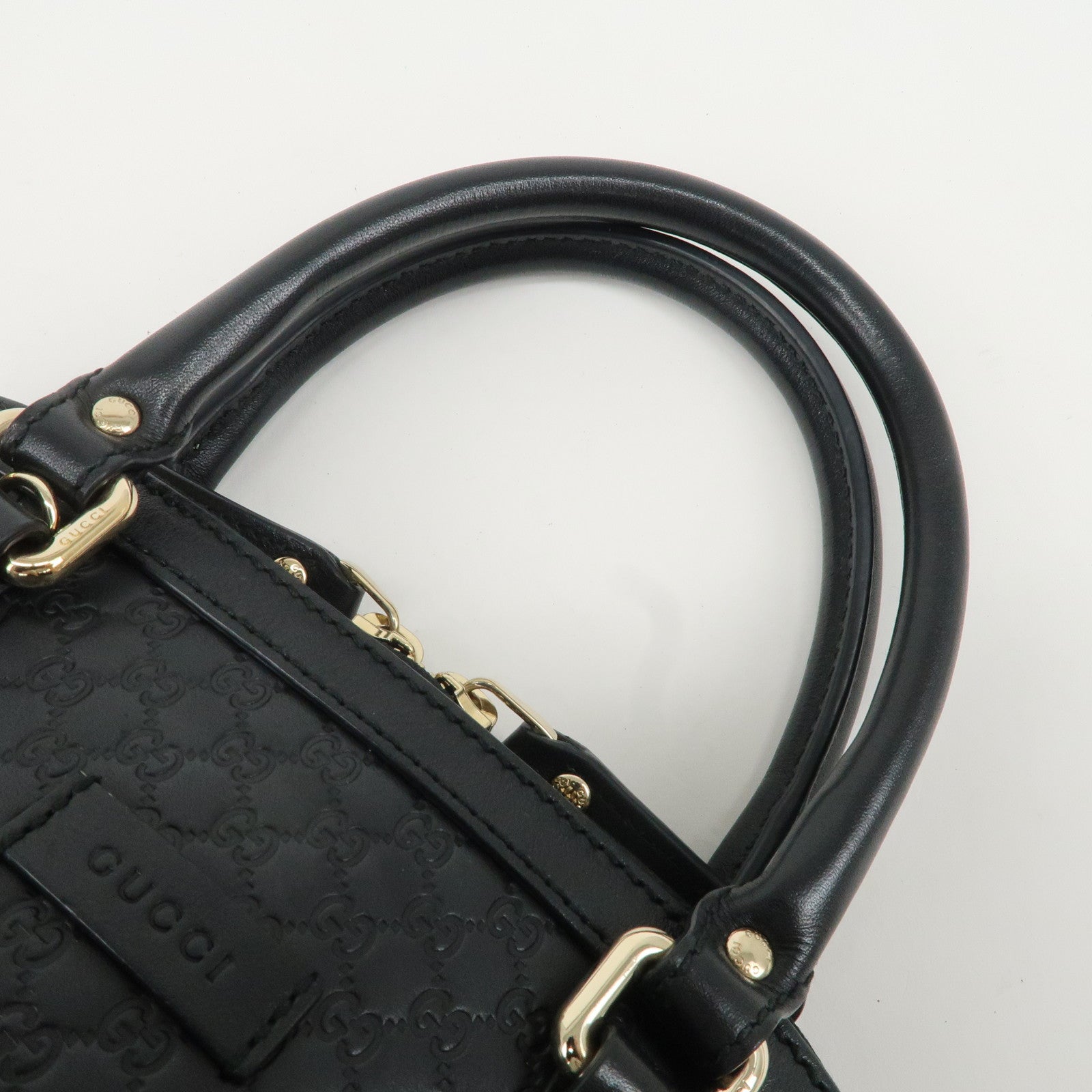 GUCCI Micro Guccissima Leather 2Way Shoulder Hand Bag Black 449654