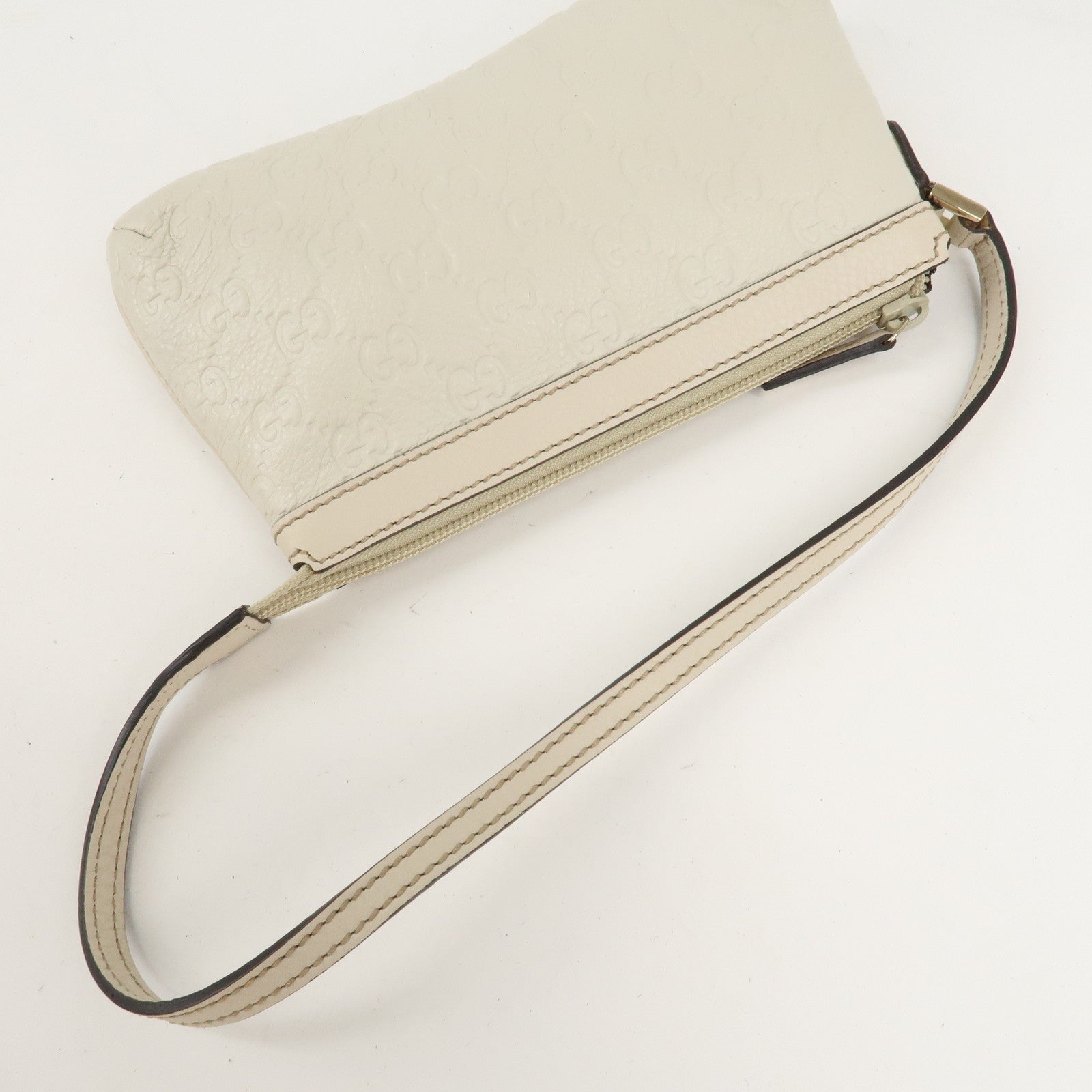 GUCCI Guccissima Leather Pouch Shoulder Bag Ivory 272381 Used