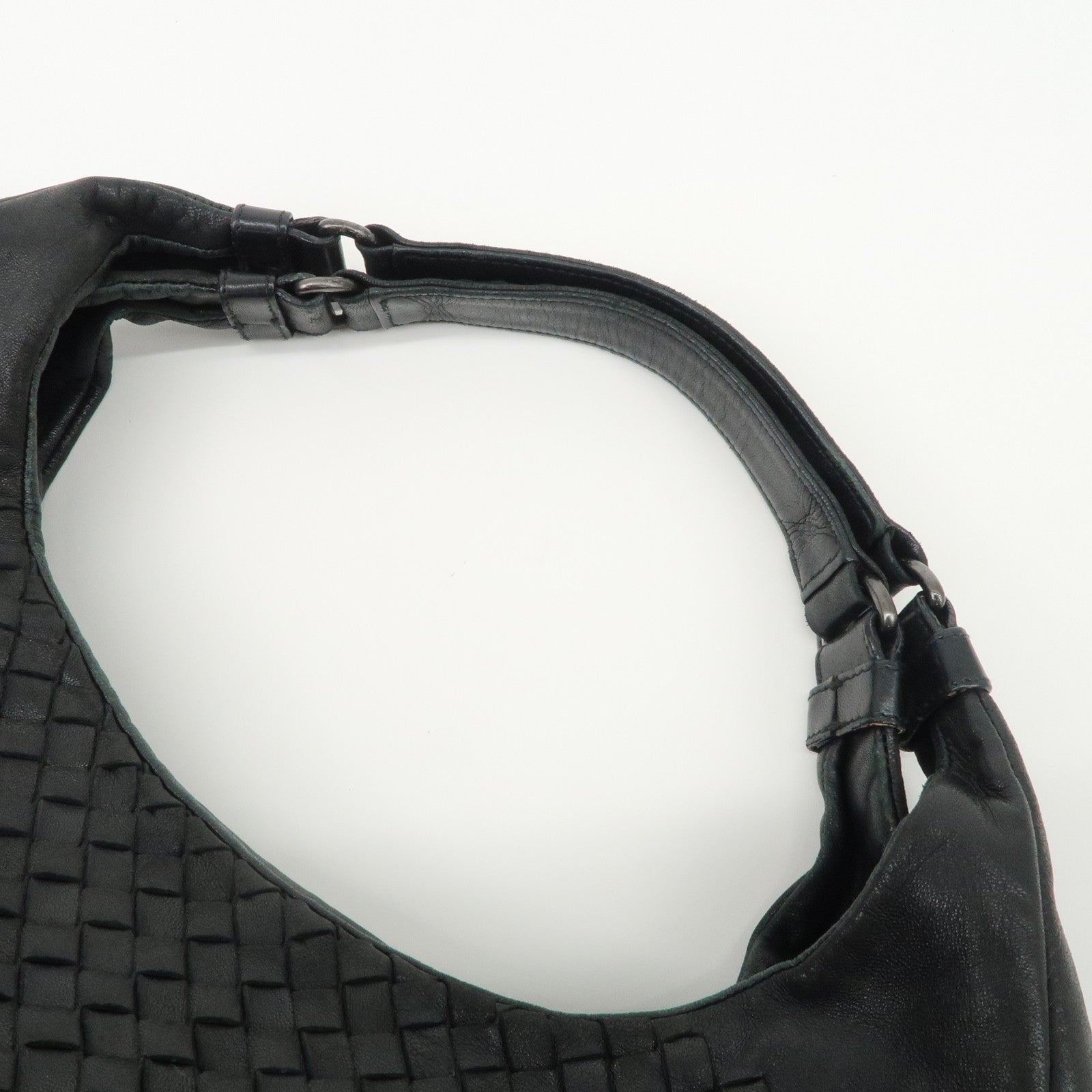 BOTTEGA VENETA Intrecciato Leather Shoulder Bag Black 124864